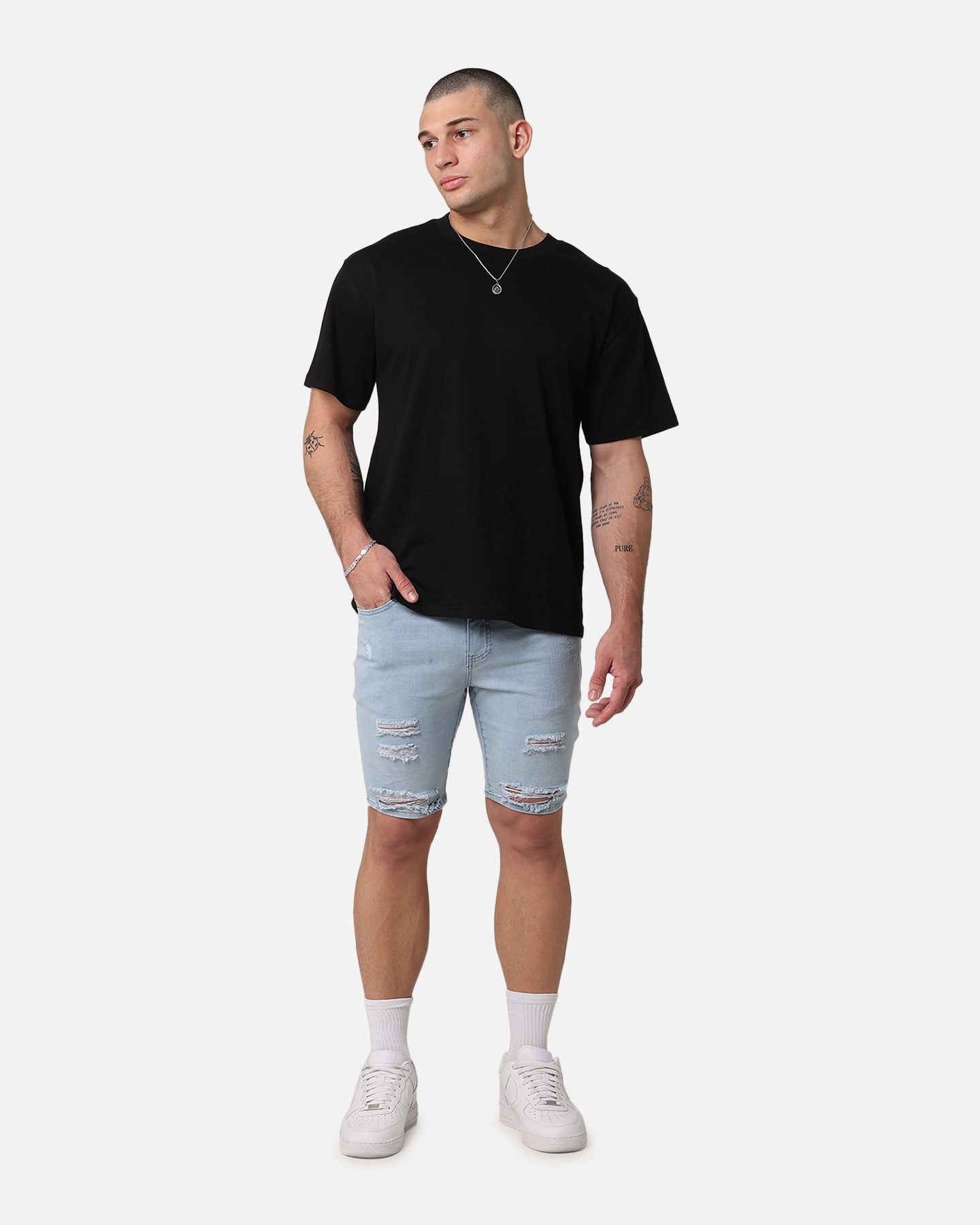 Saint Morta Thrashed Shorts Pale Blue