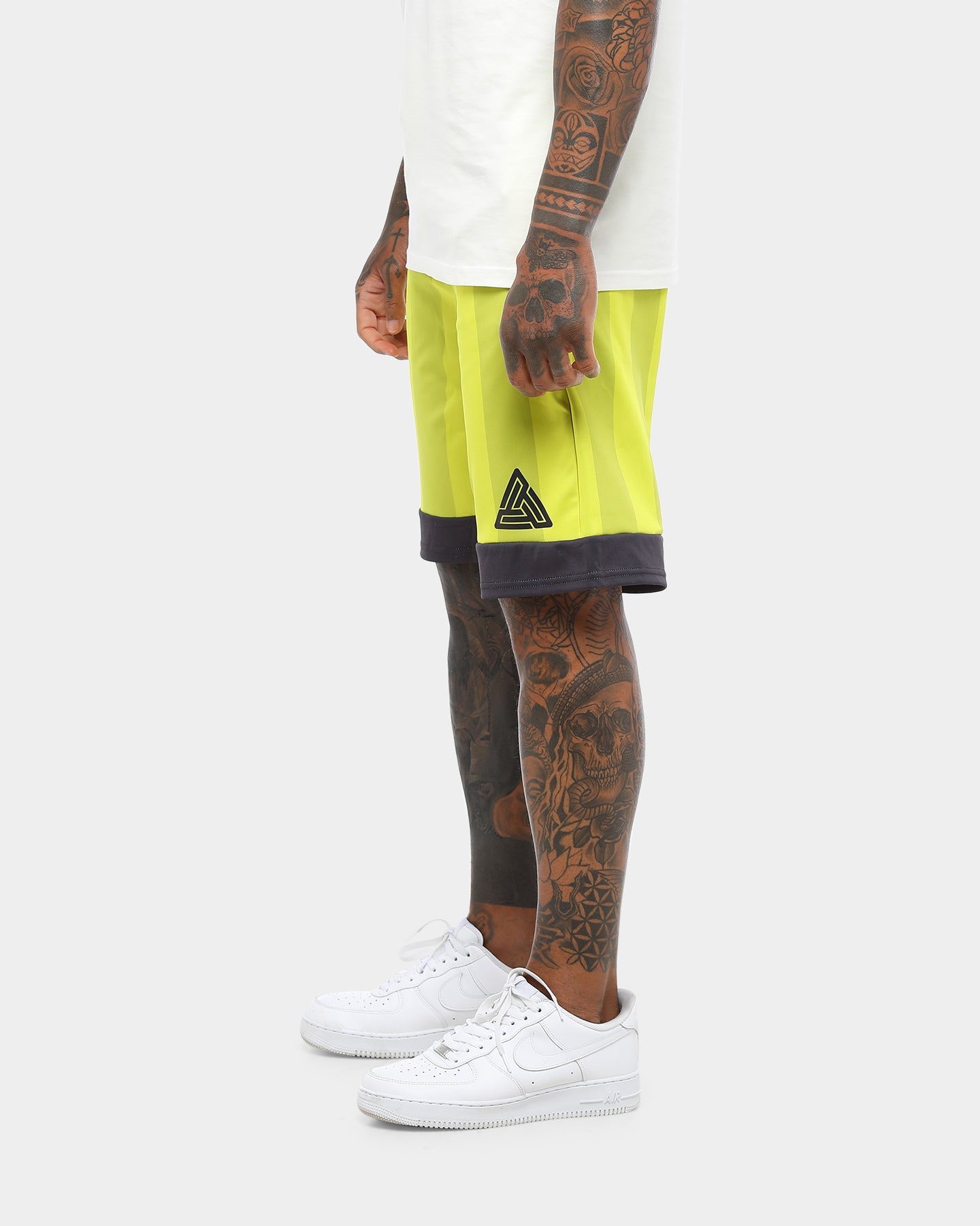 Black Pyramid Vert Stripe Gloss Soccer Short Volt