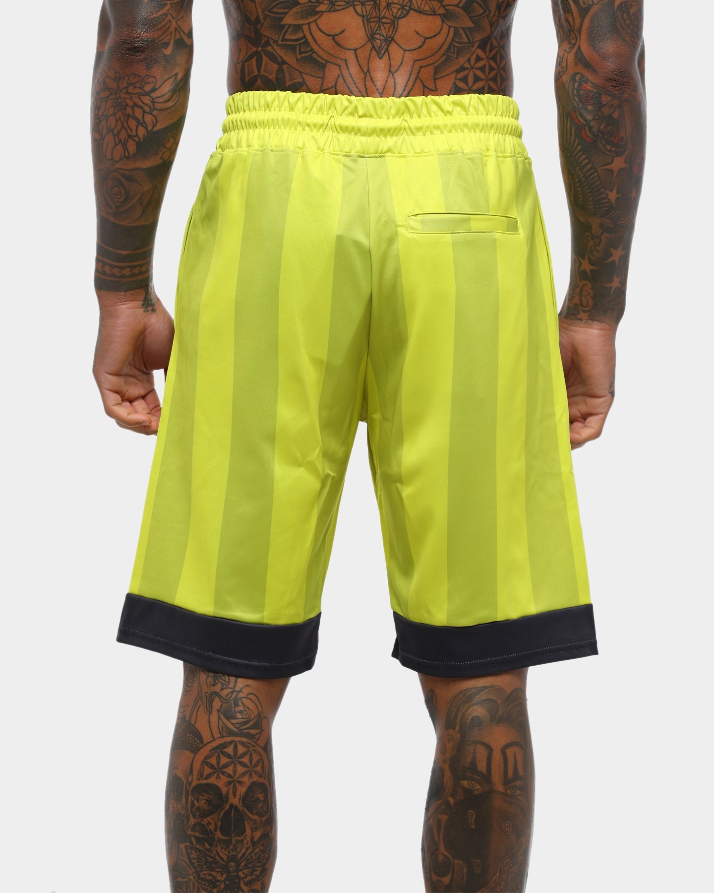 Black Pyramid Vert Stripe Gloss Soccer Short Volt