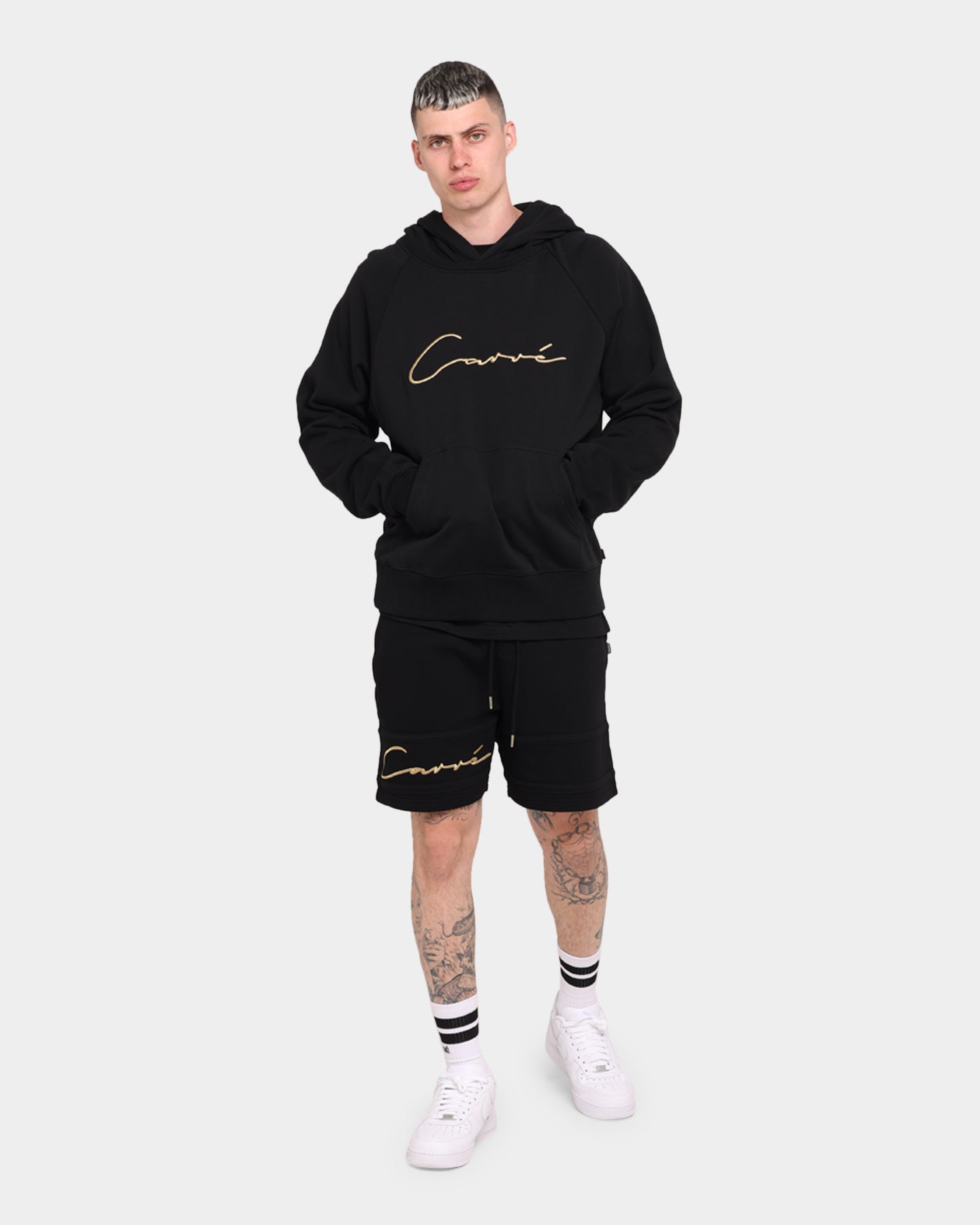 Carré Scripted Fleece Shorts Black/Black/Gold