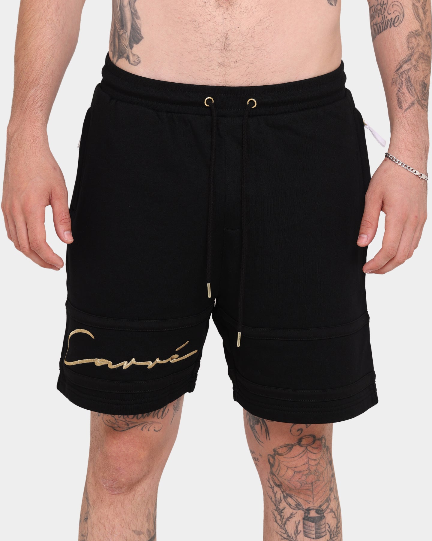 Carré Scripted Fleece Shorts Black/Black/Gold