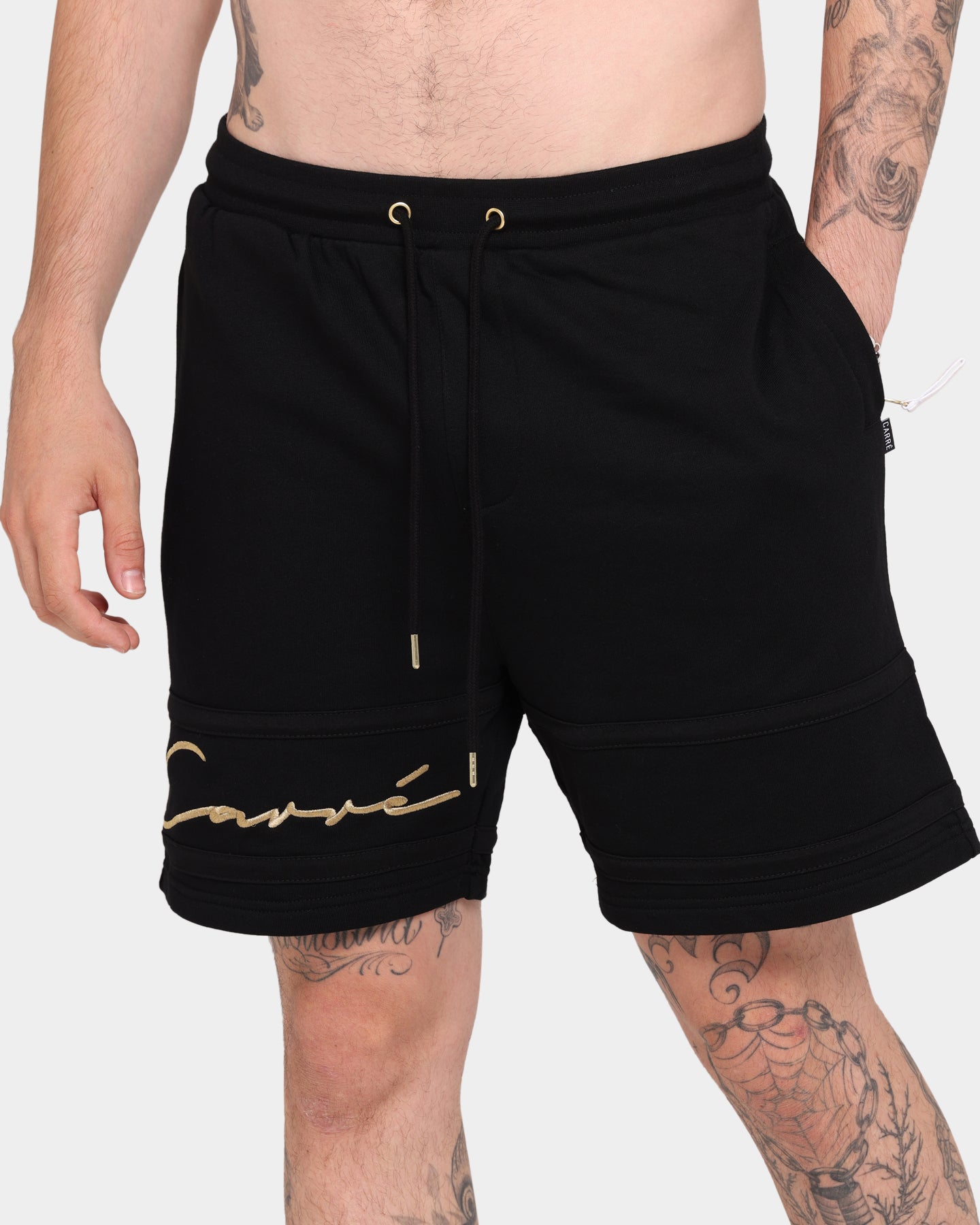 Carré Scripted Fleece Shorts Black/Black/Gold