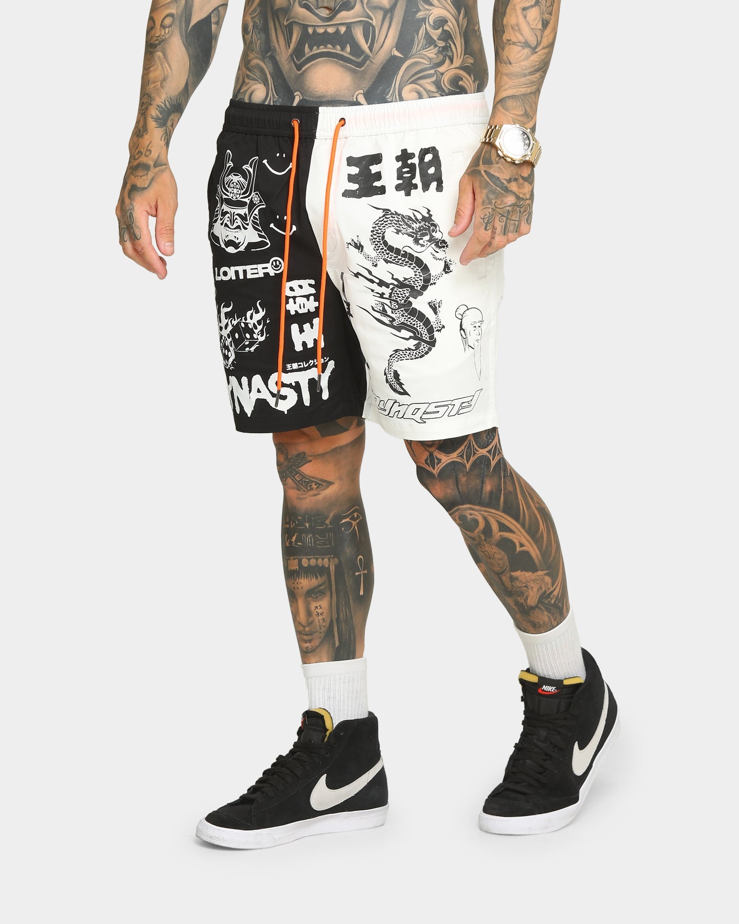 Loiter Dynasty Multi Logo Shorts Black/White