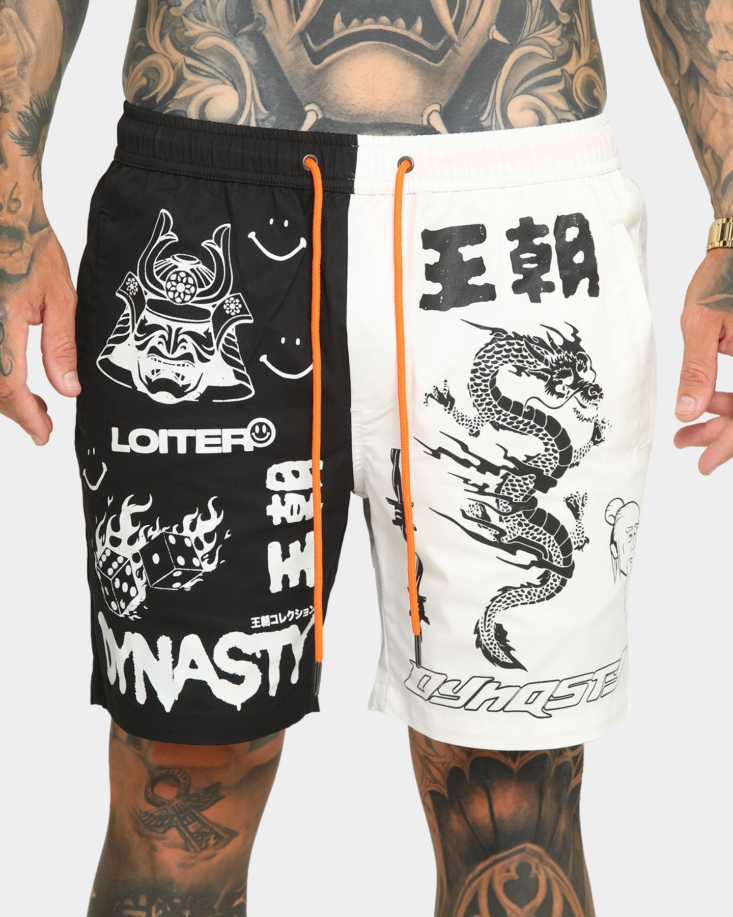 Loiter Dynasty Multi Logo Shorts Black/White