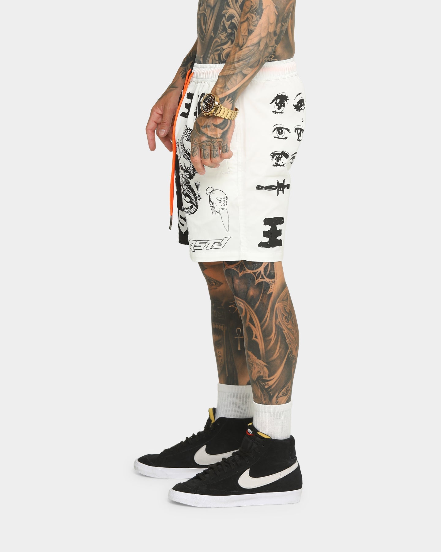 Loiter Dynasty Multi Logo Shorts Black/White