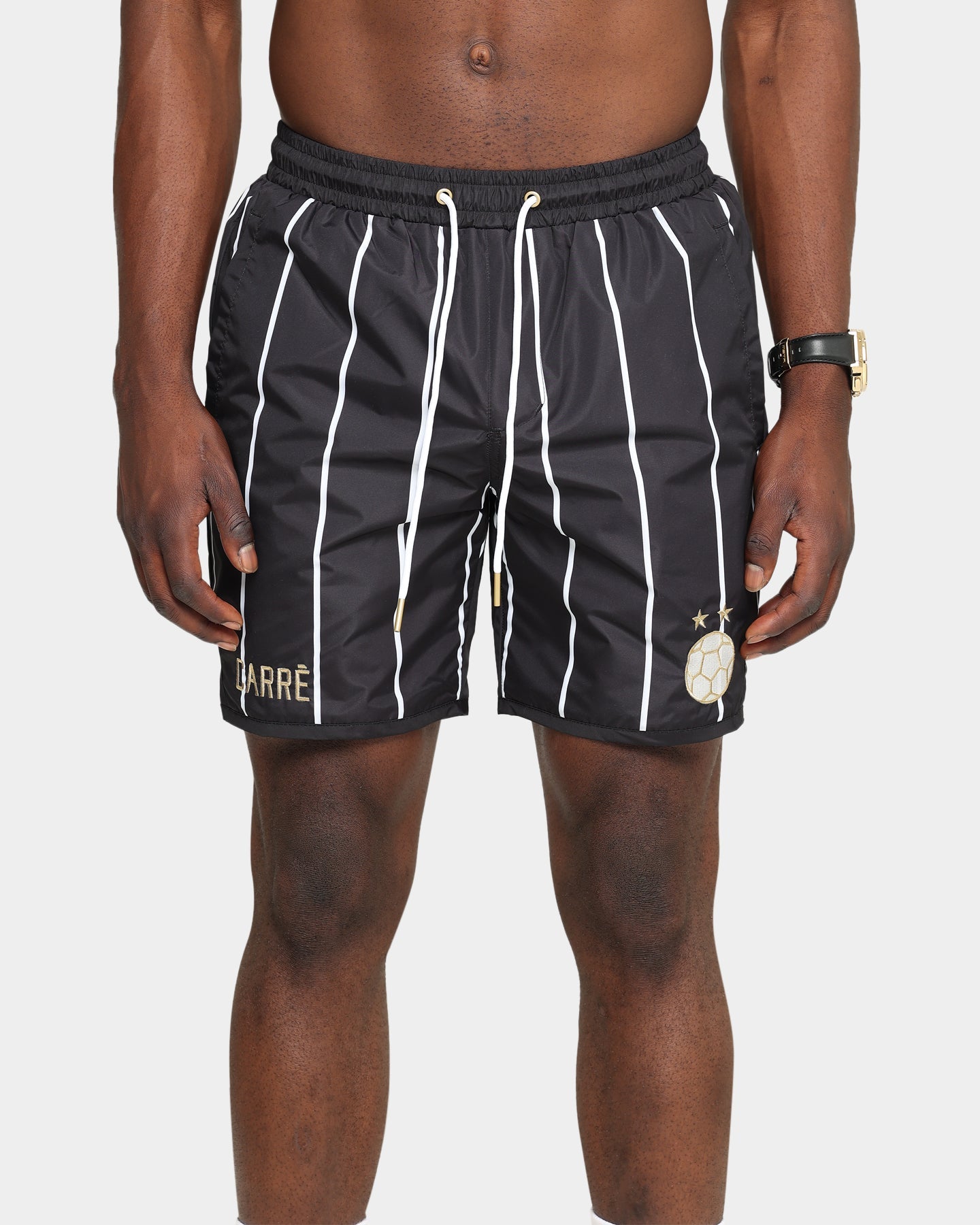 Carré Men's Deux Pinstripe Shorts Black/White