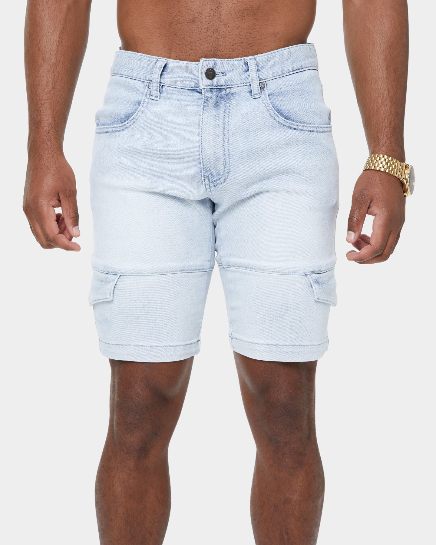 Carré Sommet Jean Cargo Short Light Blue Denim