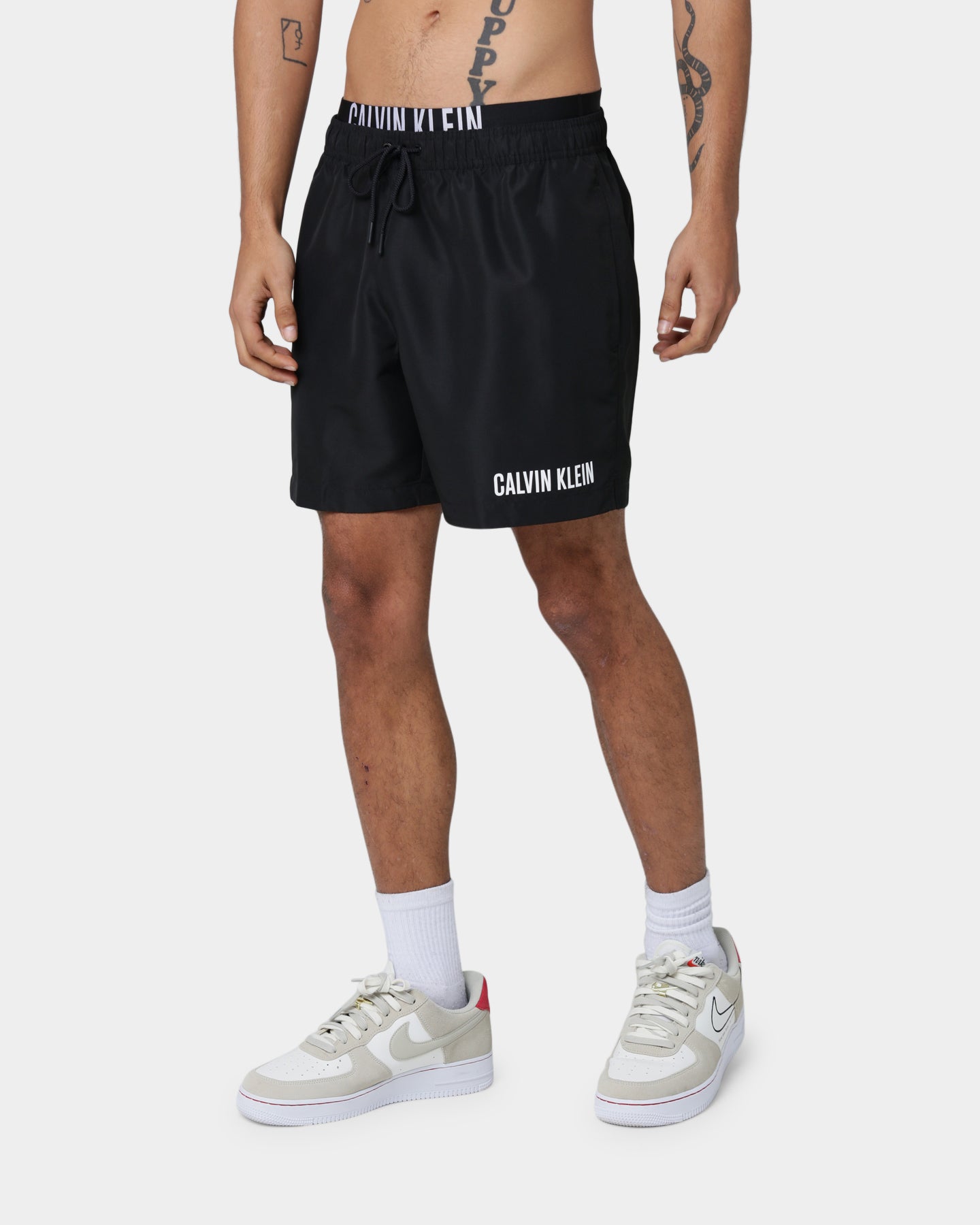 Calvin Klein Medium Double Waistband Swim Shorts PVH Black/White