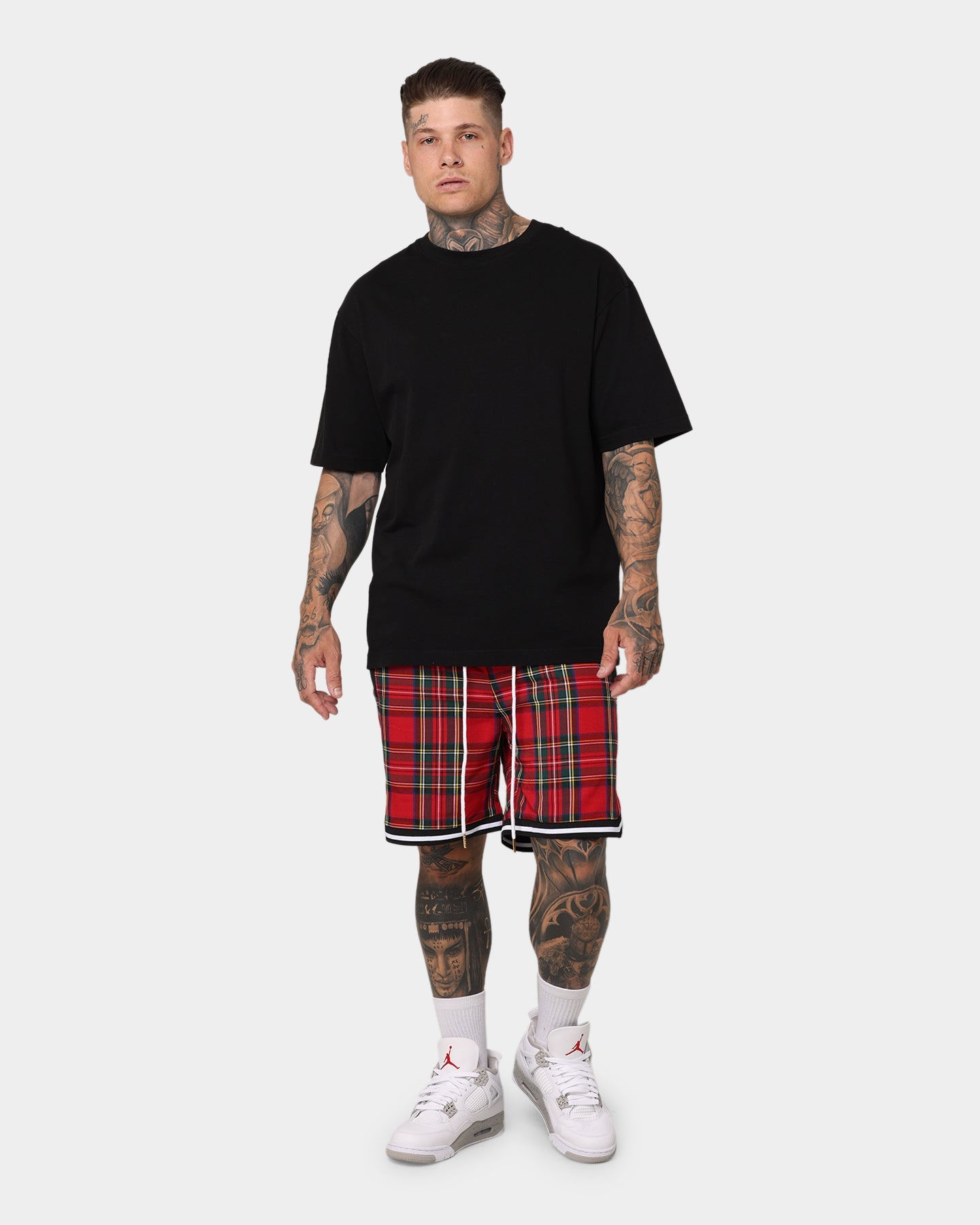 XXIII Tartan Basketball Shorts Red