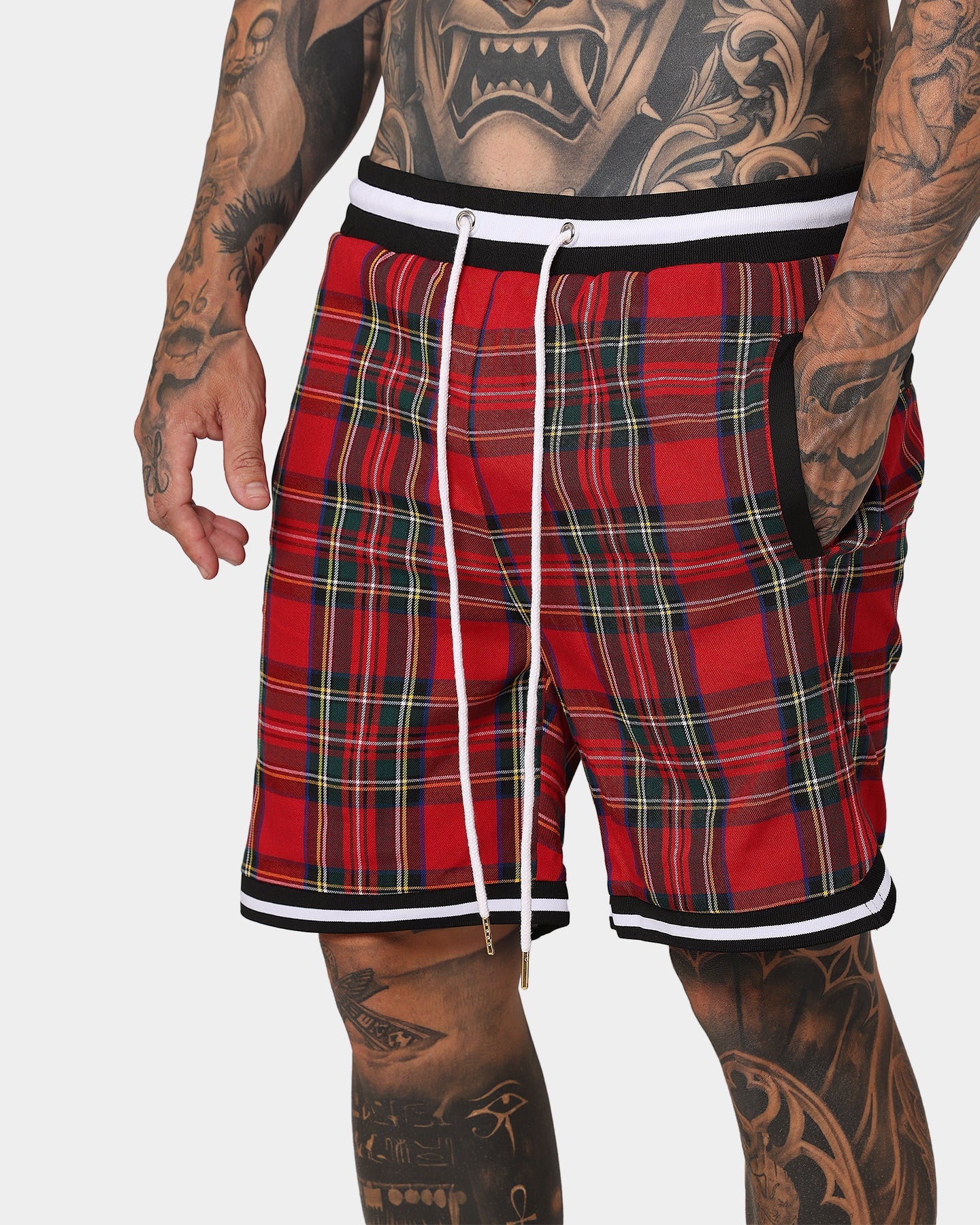 XXIII Tartan Basketball Shorts Red