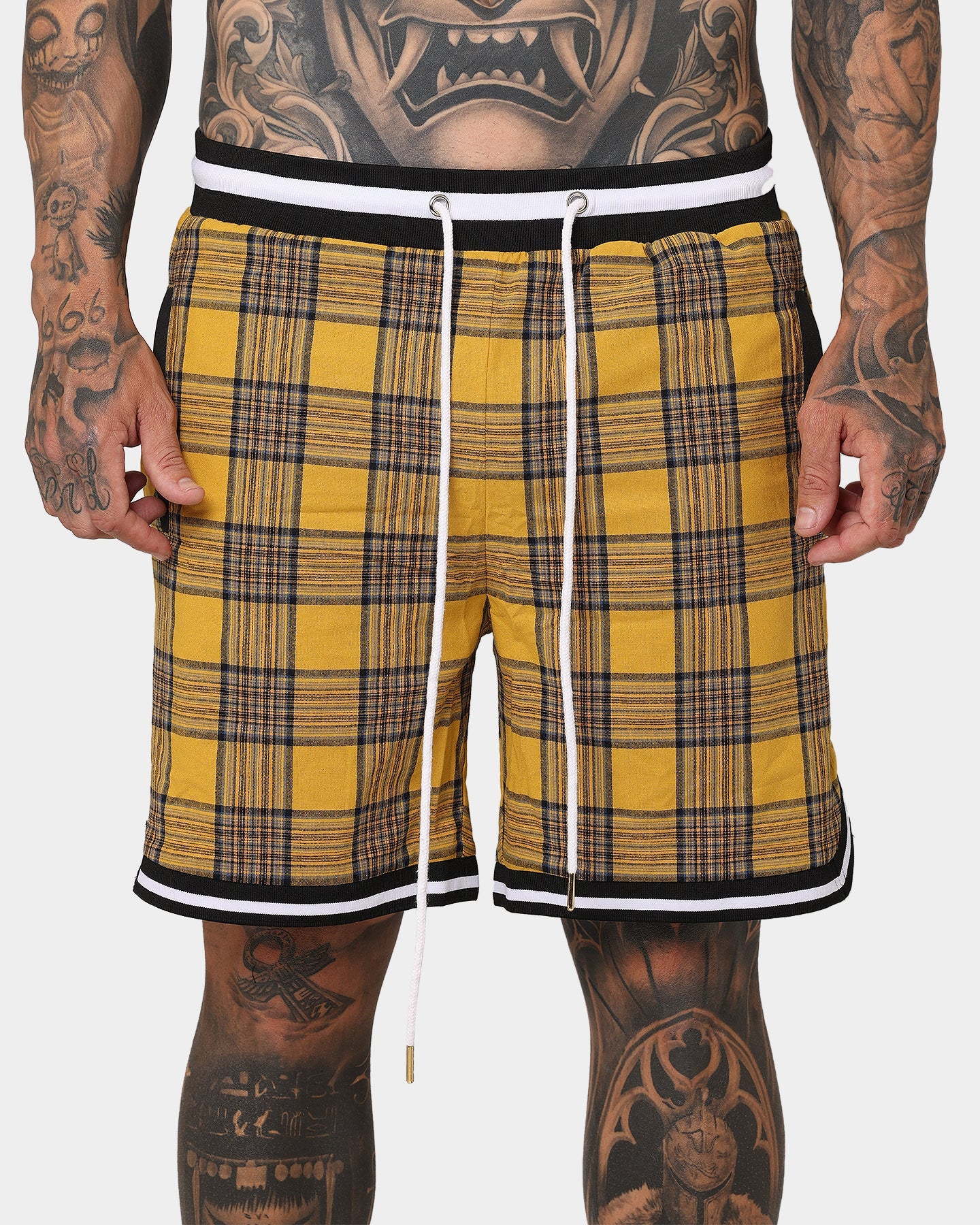 XXIII Tartan Basketball Shorts Yellow