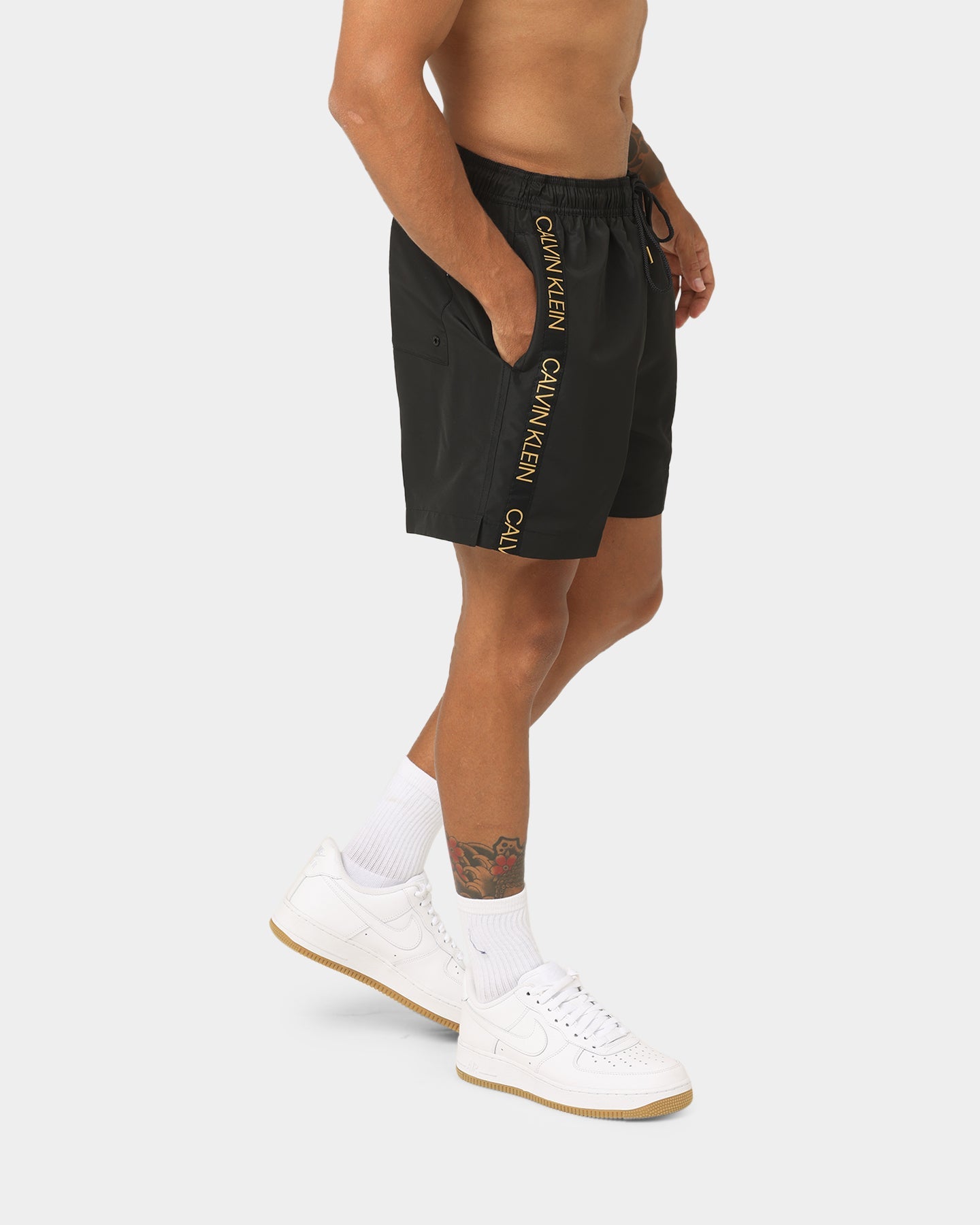 Calvin Klein Core Festive Medium Drawstring Swim Shorts Black