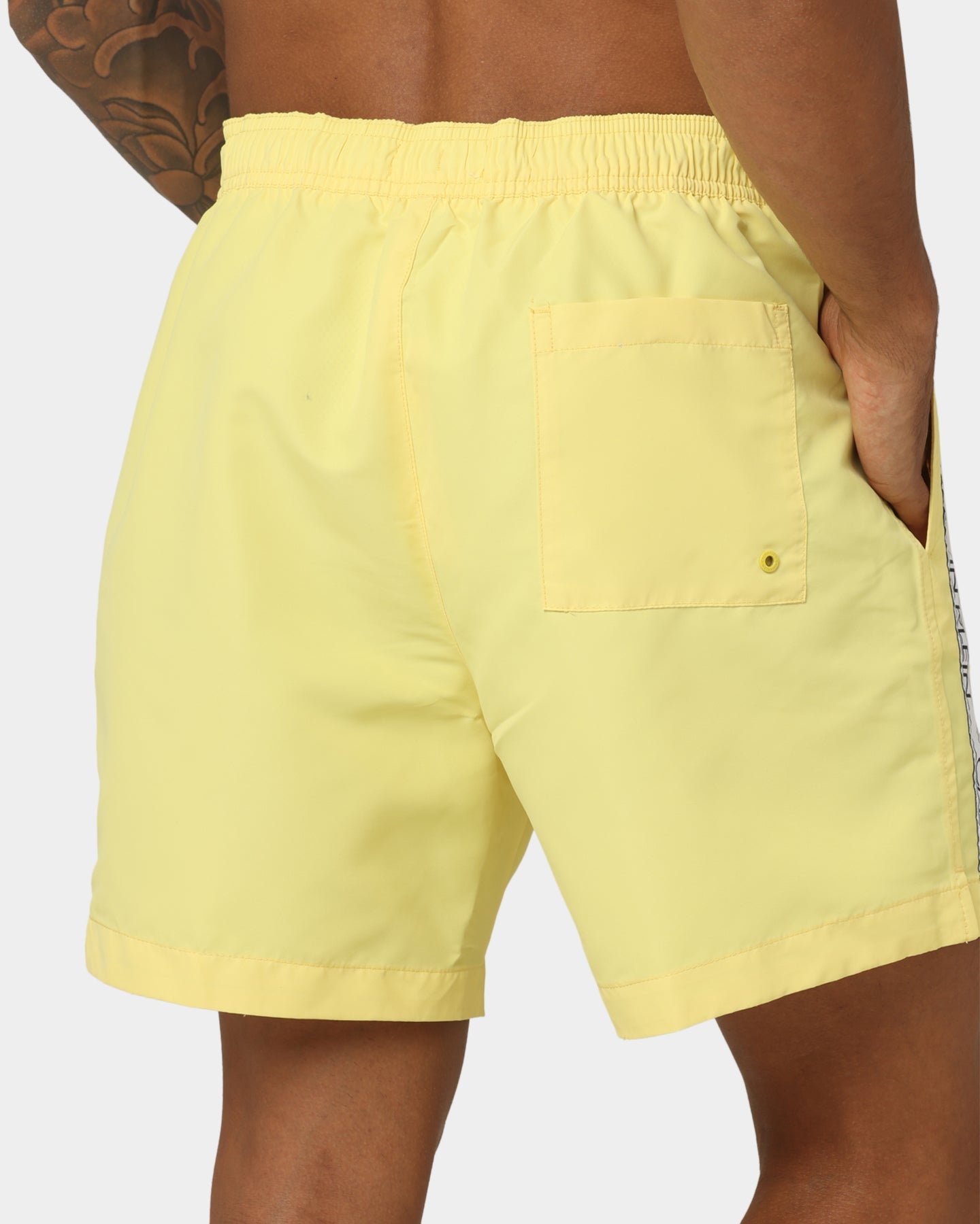 Calvin Klein Core Tape Logo Medium Drawstring Swim Shorts April Yellow