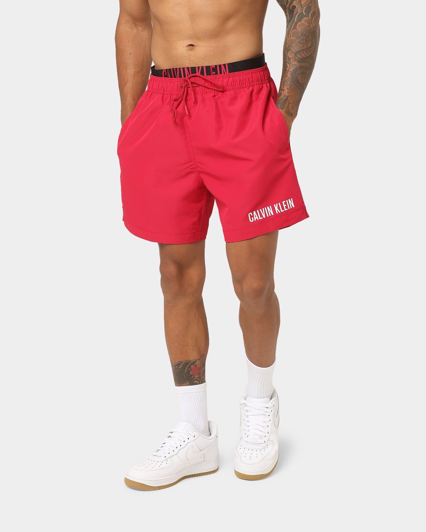 Calvin Klein Intense Power Medium Double Waistband Swim Shorts Panama Rose