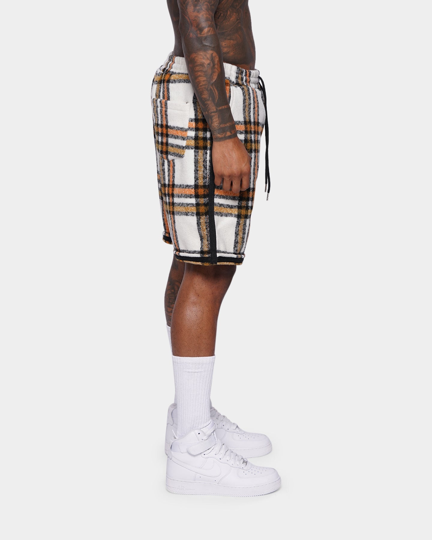 XIII Jam Tartan Basketball Shorts Cream/Brown