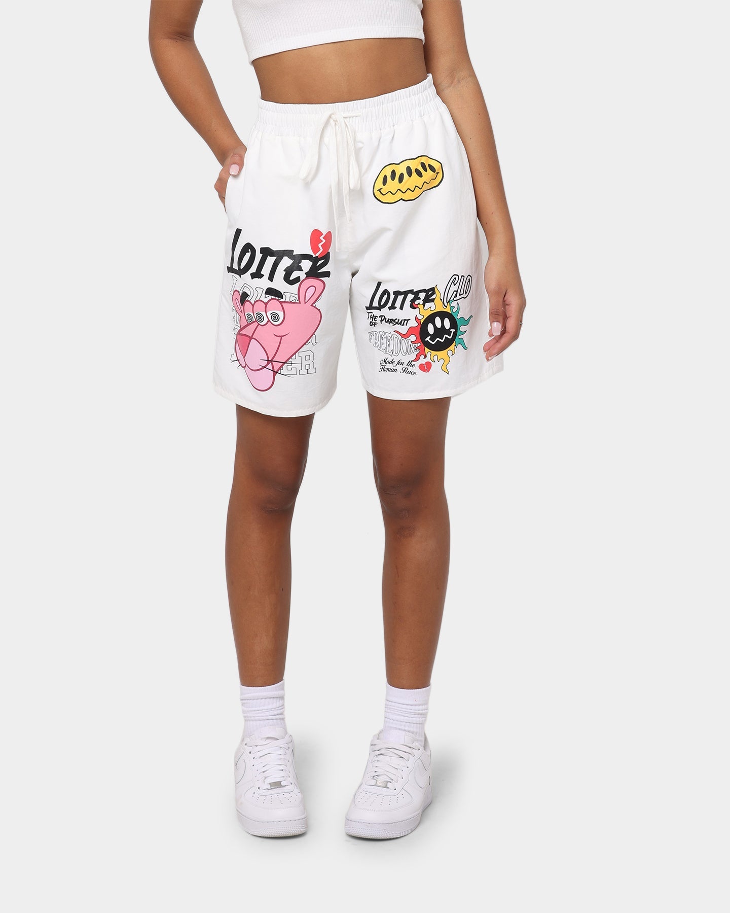 Loiter Freedom Multi Logo Shorts Off White