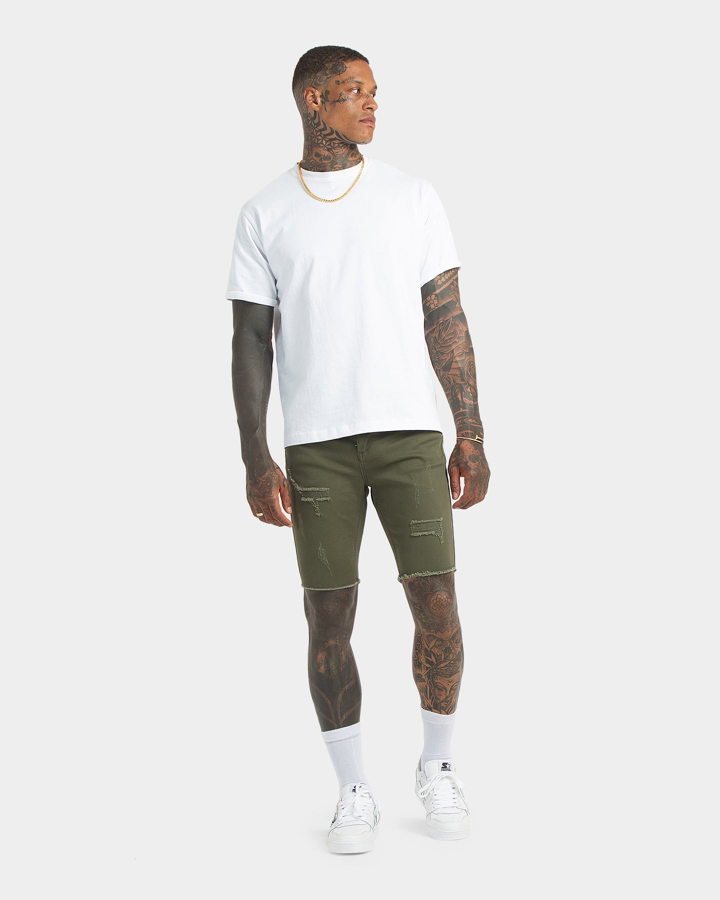 XXIII Edit Distressed Shorts Khaki