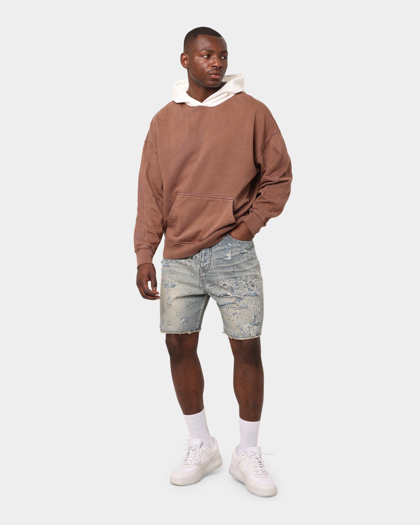 XXIII Paisley Bandana Denim Shorts Blue Denim