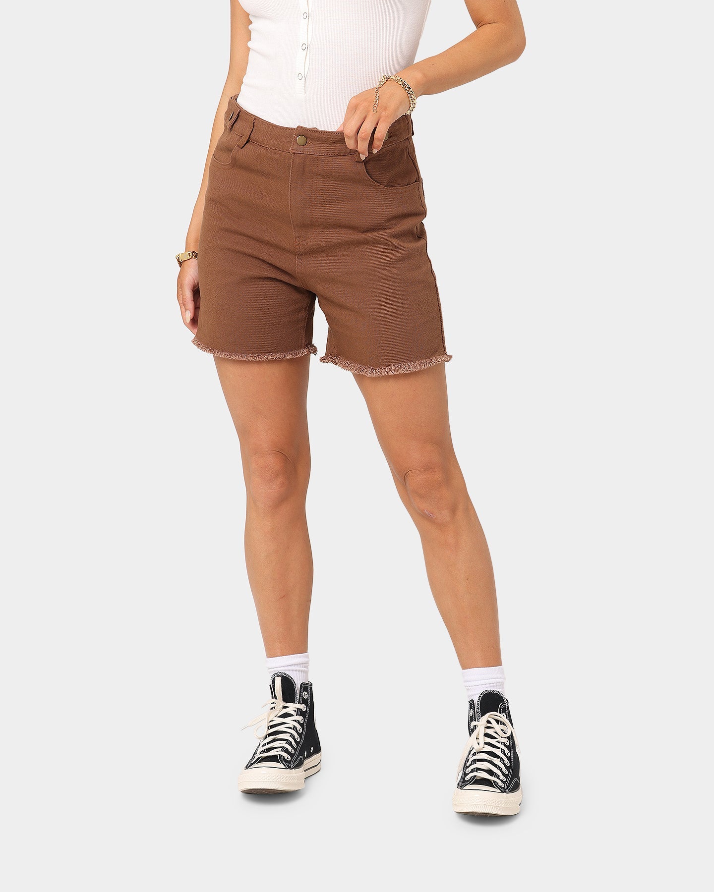 XXIII Women's Asher Brown Denim Shorts Brown