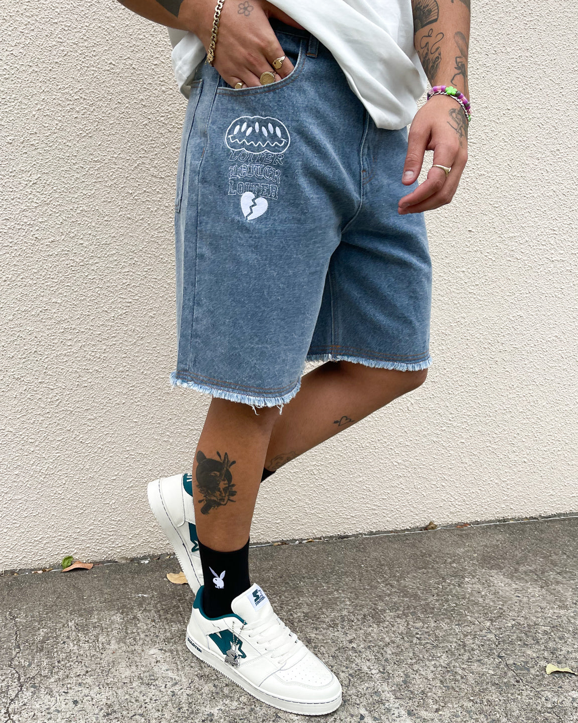 Loiter Freedom Skate Denim Shorts Blue
