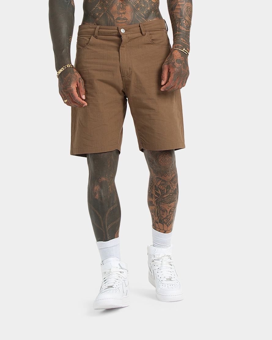 XXIII Zakkai Cotton Canvas Shorts Cigar