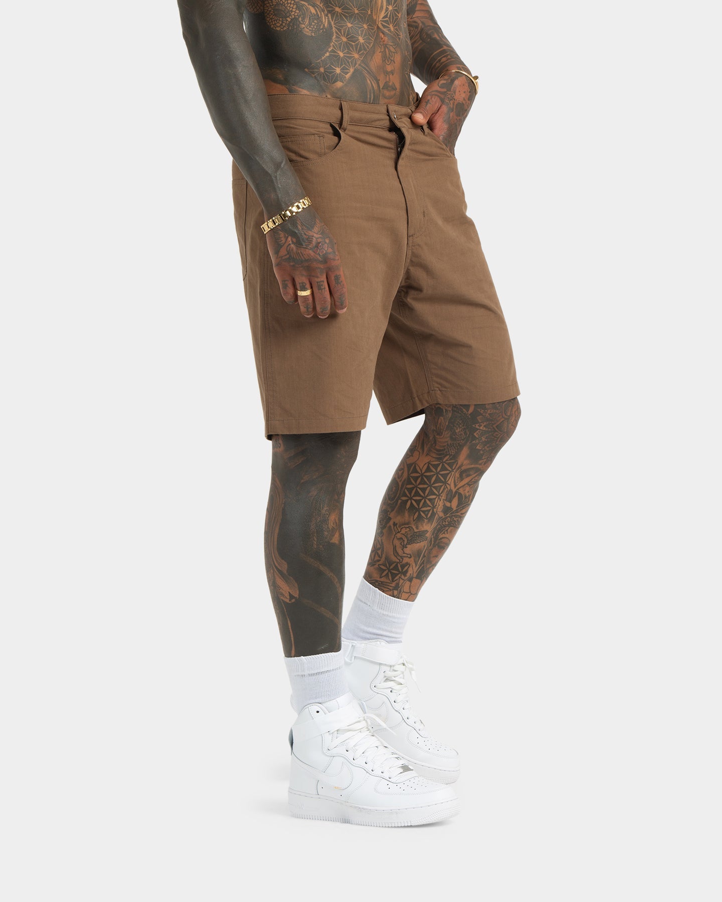 XXIII Zakkai Cotton Canvas Shorts Cigar