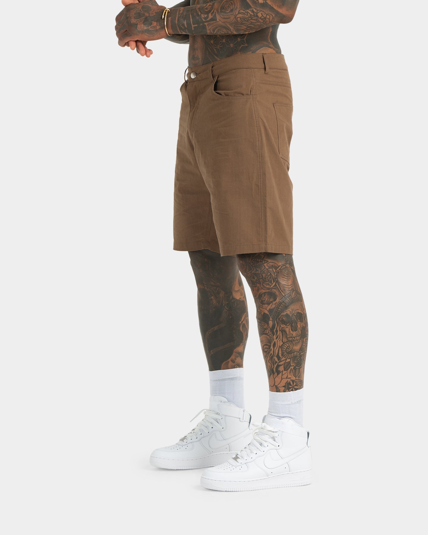 XXIII Zakkai Cotton Canvas Shorts Cigar