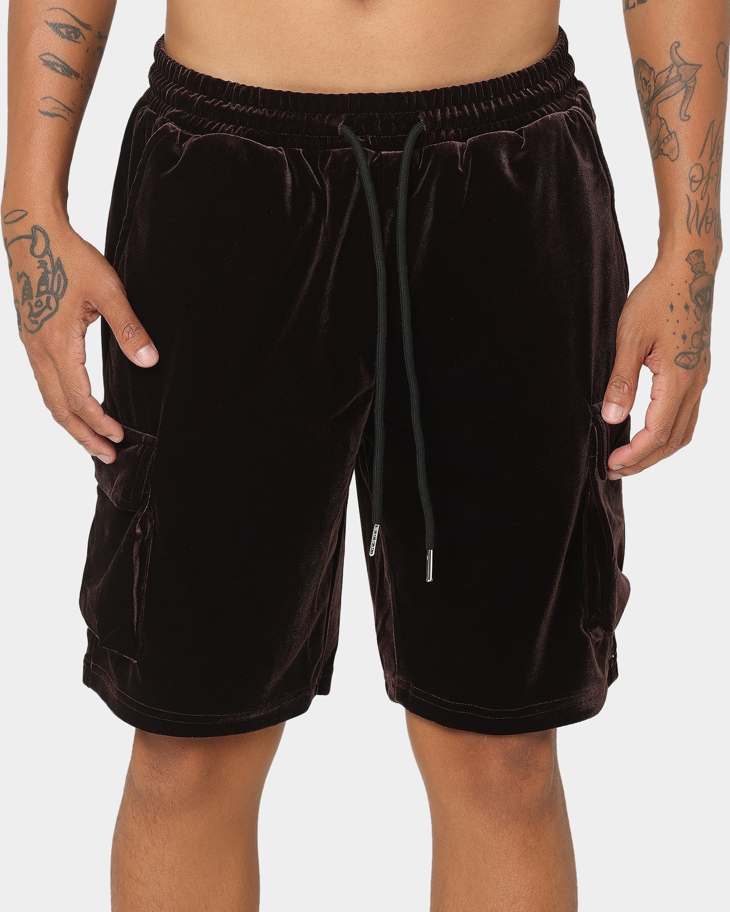 XXIII Uzair Velour Shorts Chocolate