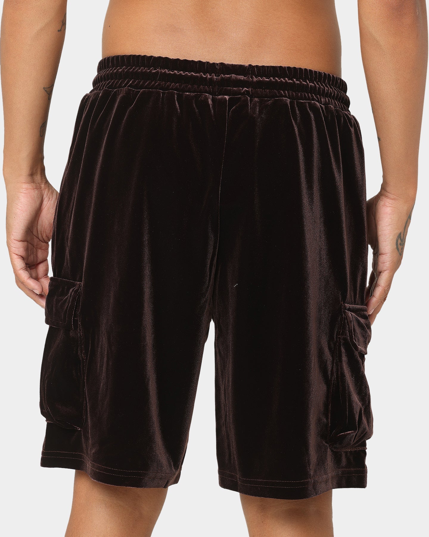 XXIII Uzair Velour Shorts Chocolate