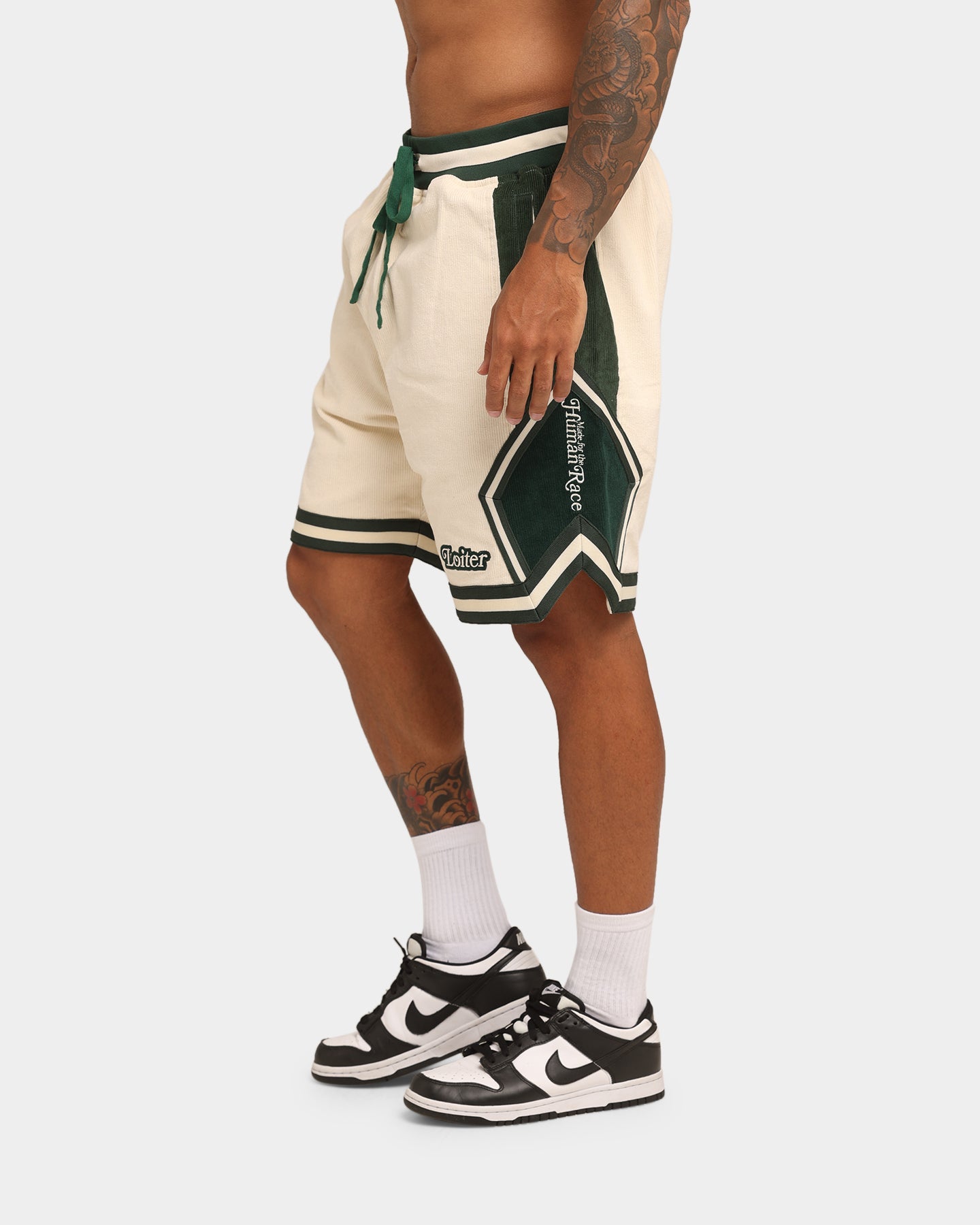 Loiter Carter Corduroy Basketball Shorts Off White/Green