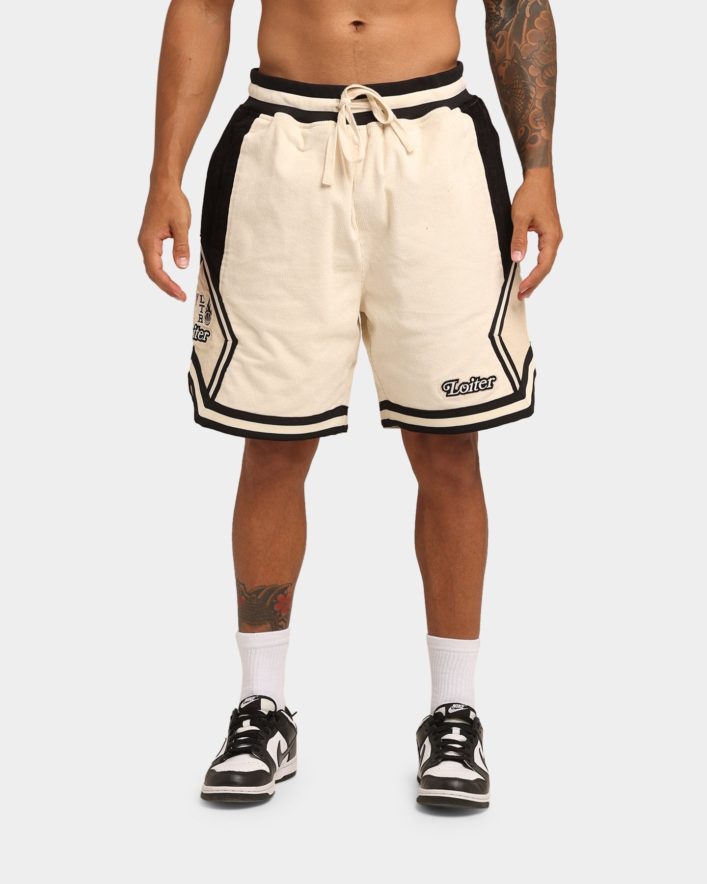 Loiter Carter Corduroy Basketball Shorts Off White/Black