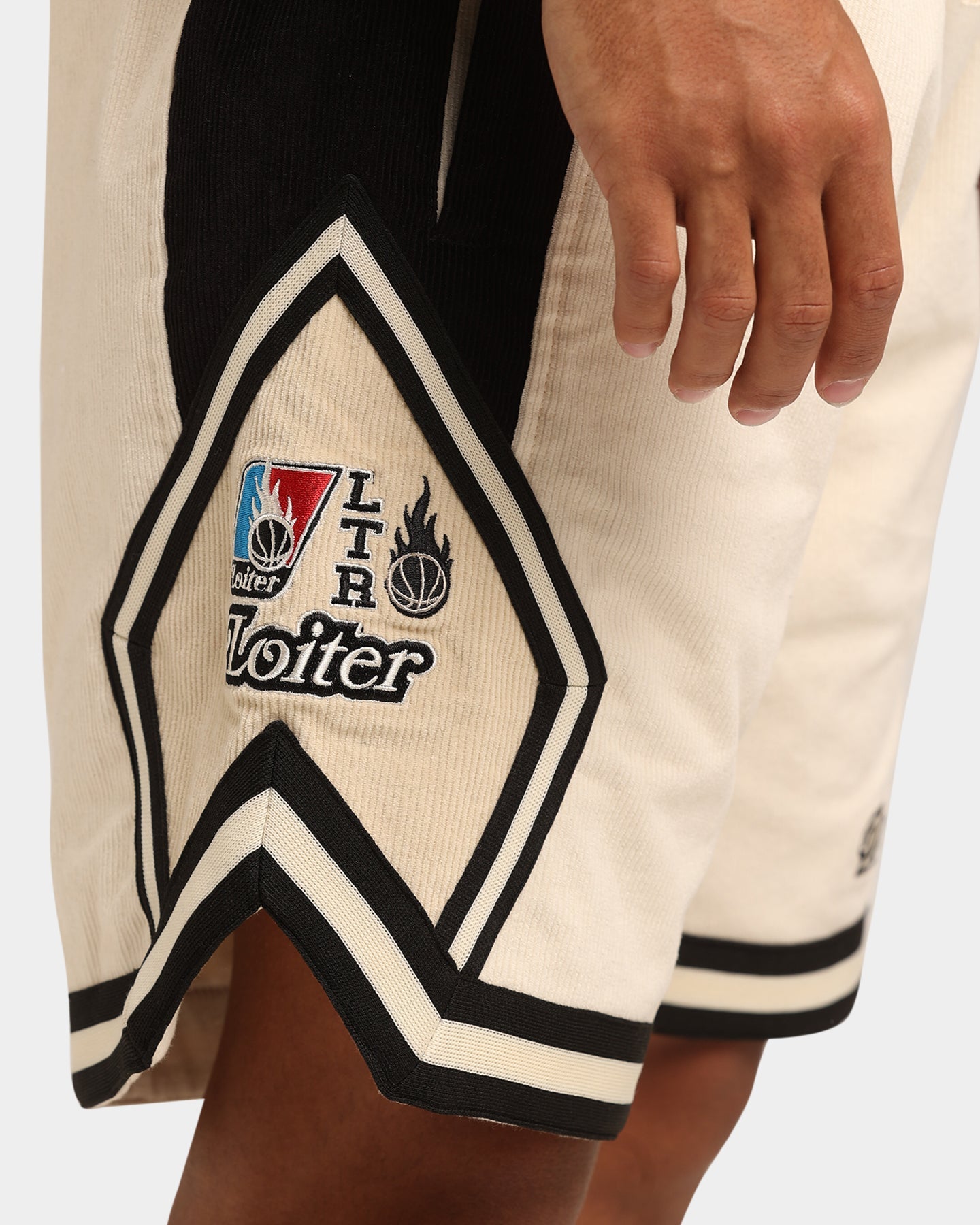 Loiter Carter Corduroy Basketball Shorts Off White/Black