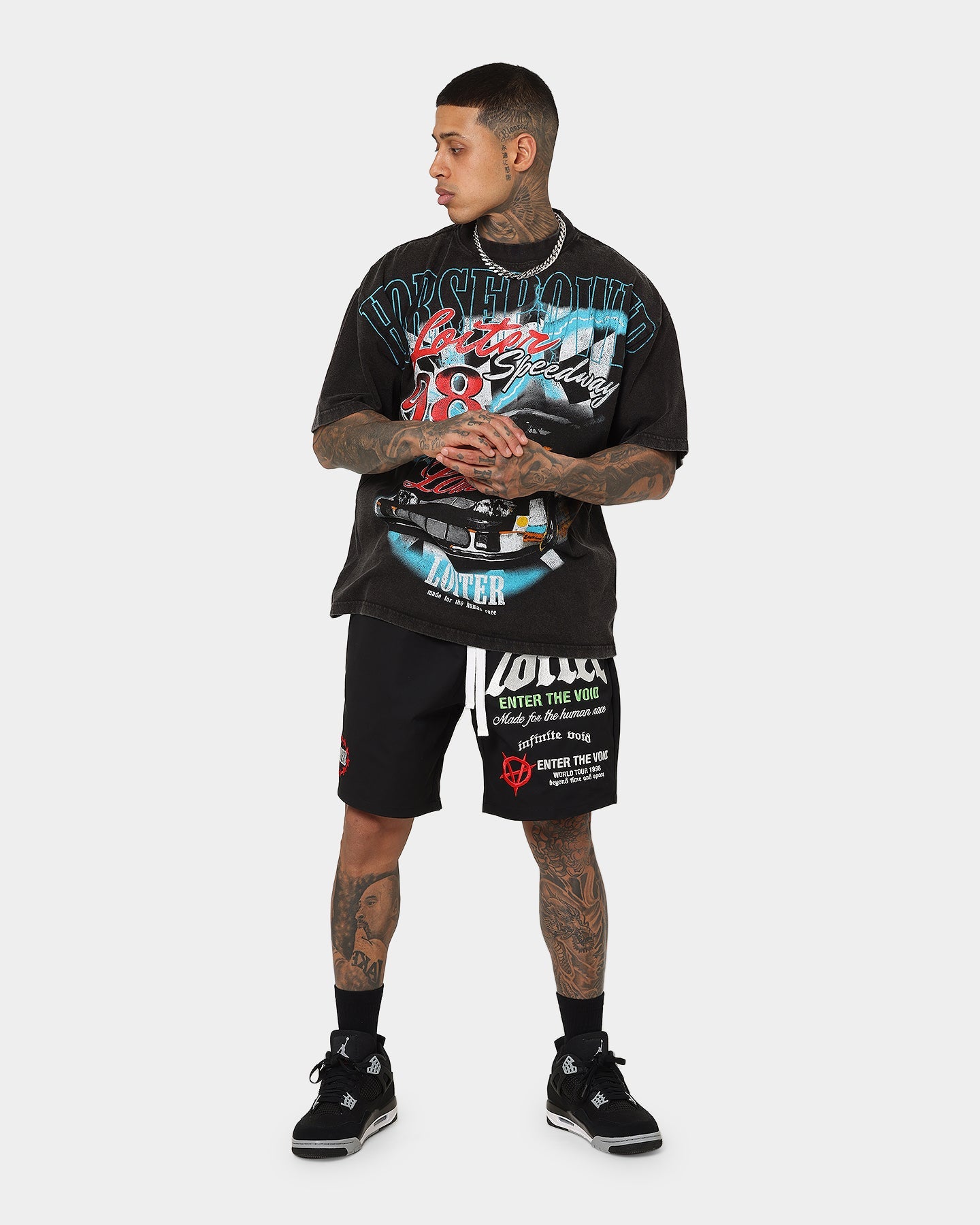 Loiter Void Multi Logo Walk Shorts Black