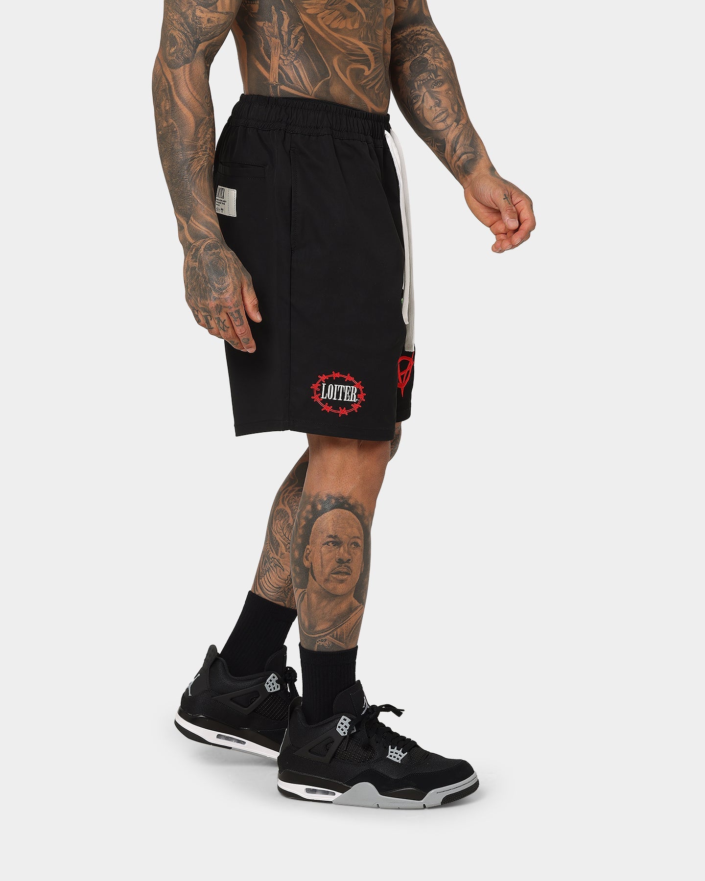 Loiter Void Multi Logo Walk Shorts Black