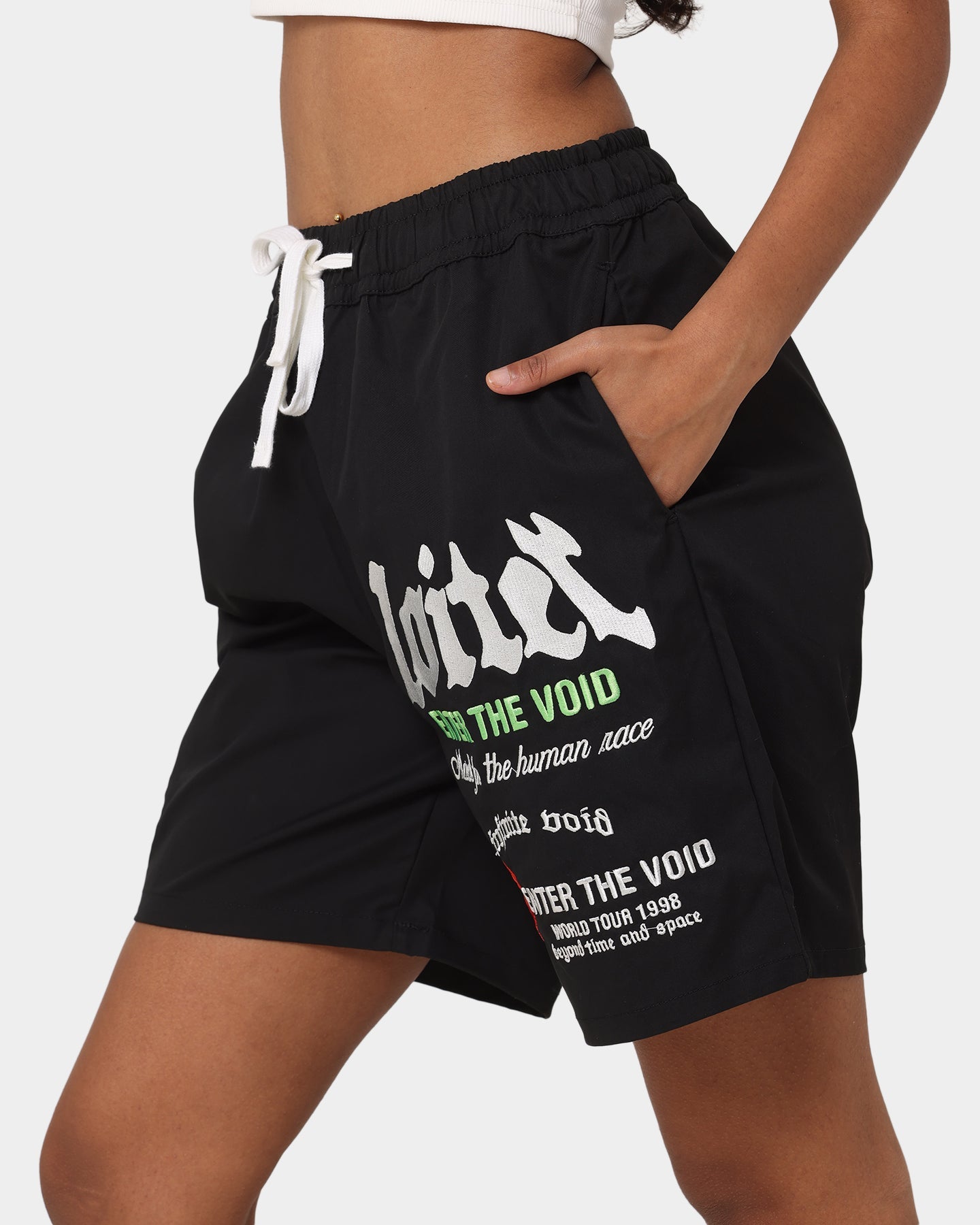 Loiter Void Multi Logo Walk Shorts Black