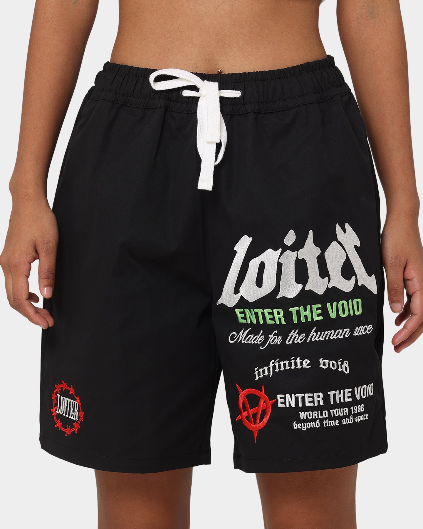 Loiter Void Multi Logo Walk Shorts Black