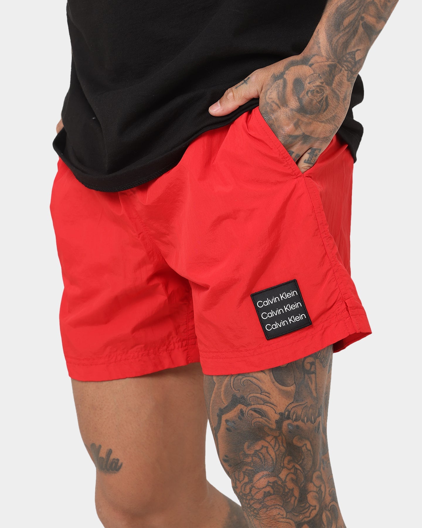 Calvin Klein Medium Drawstring Shorts Deep Crimson