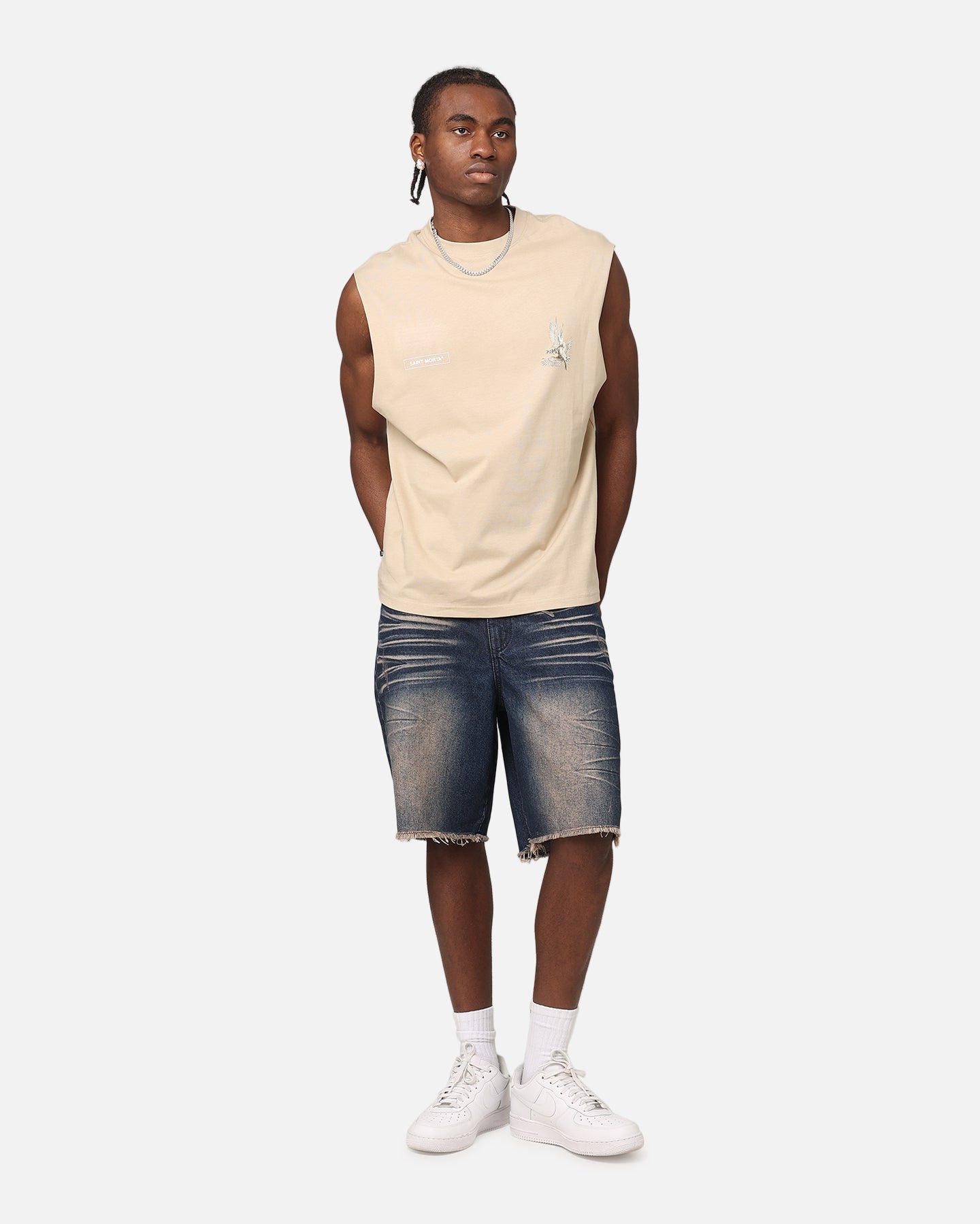 Saint Morta Baggy Denim Shorts Indigo Denim