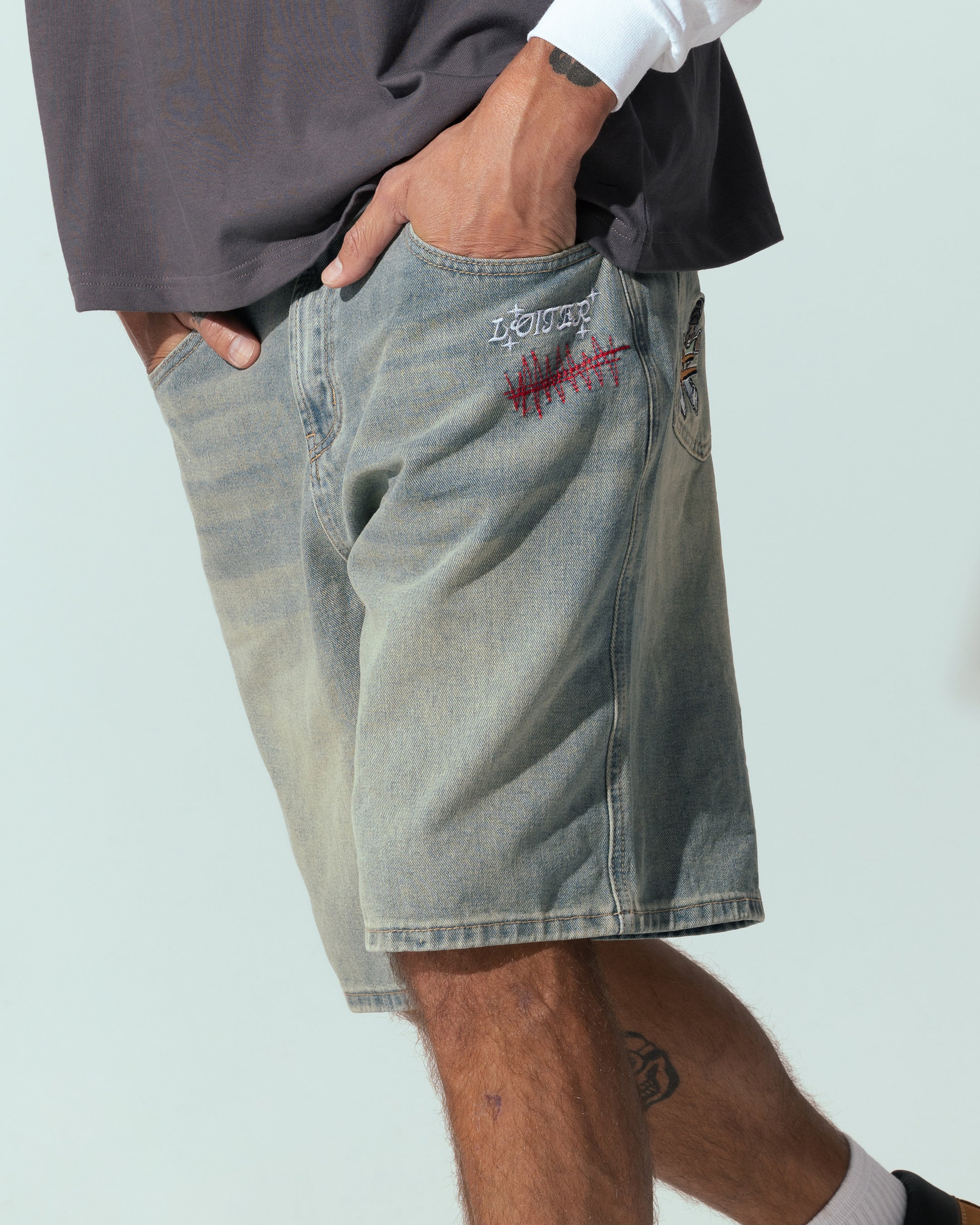 Loiter Sk8 Jorts Washed Blue