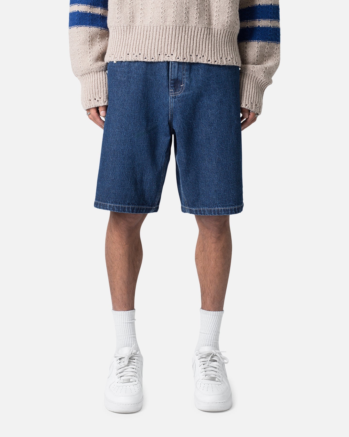 MNML Studded Denim Shorts Blue