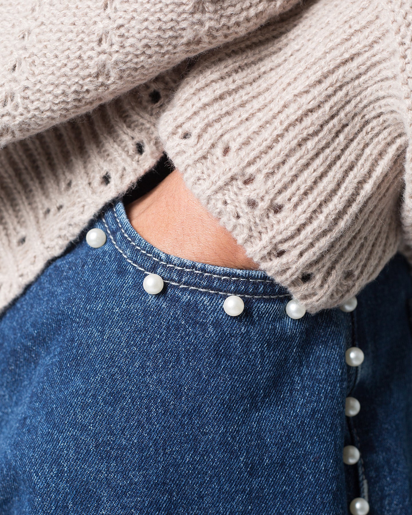 MNML Studded Denim Shorts Blue