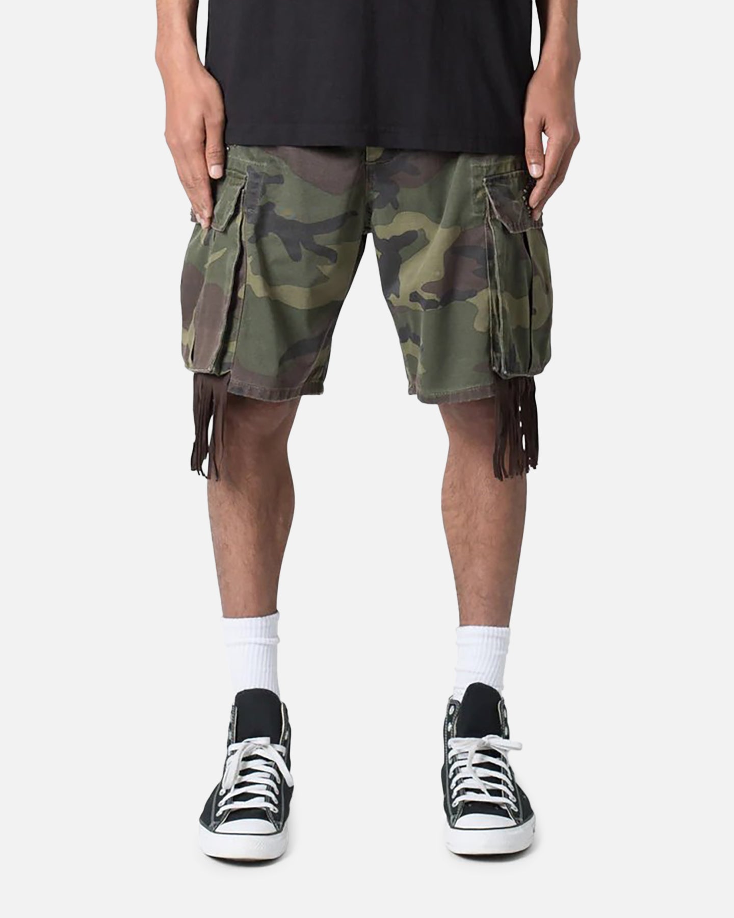 MNML Tassle Cargos Denim Shorts Camo