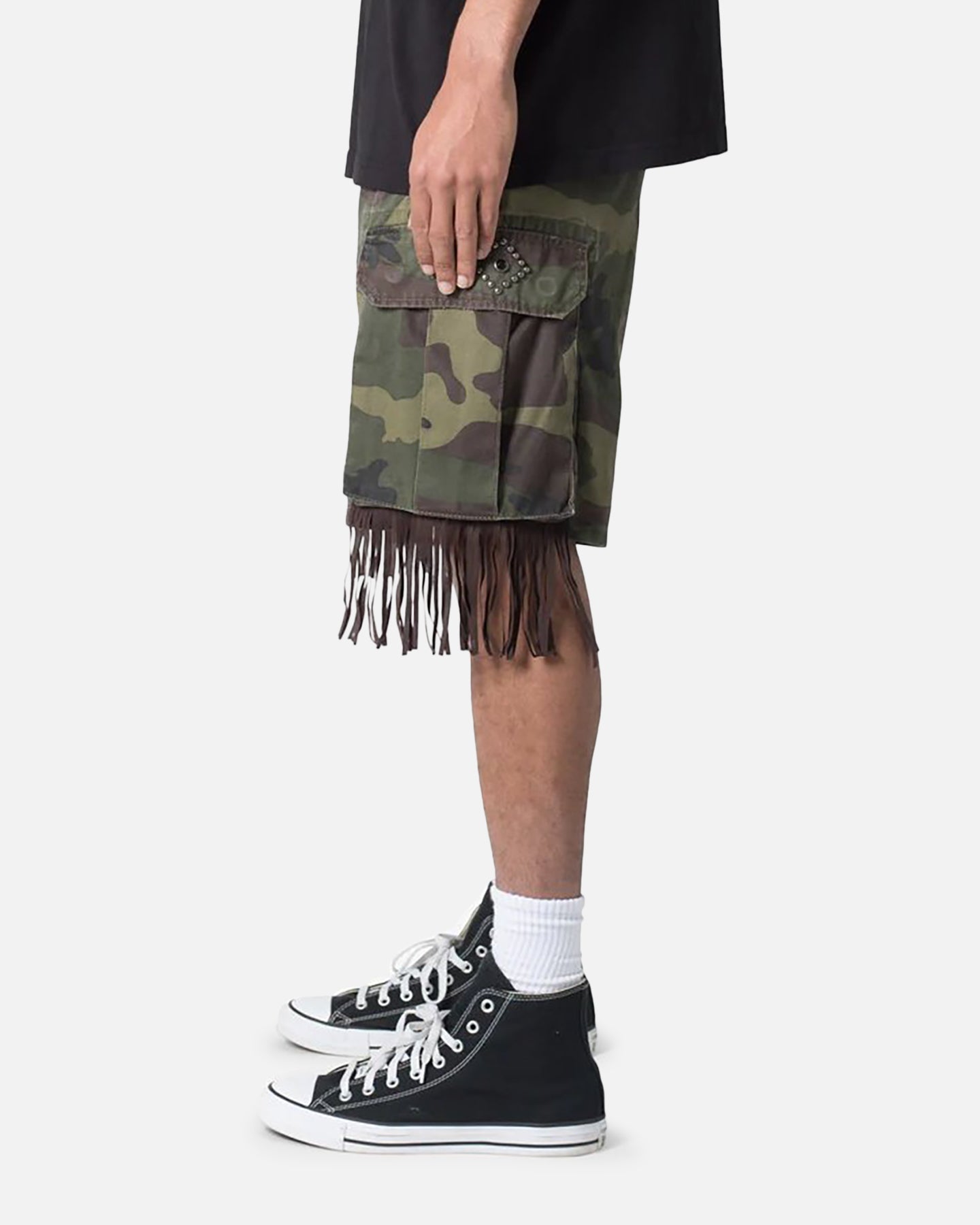 MNML Tassle Cargos Denim Shorts Camo