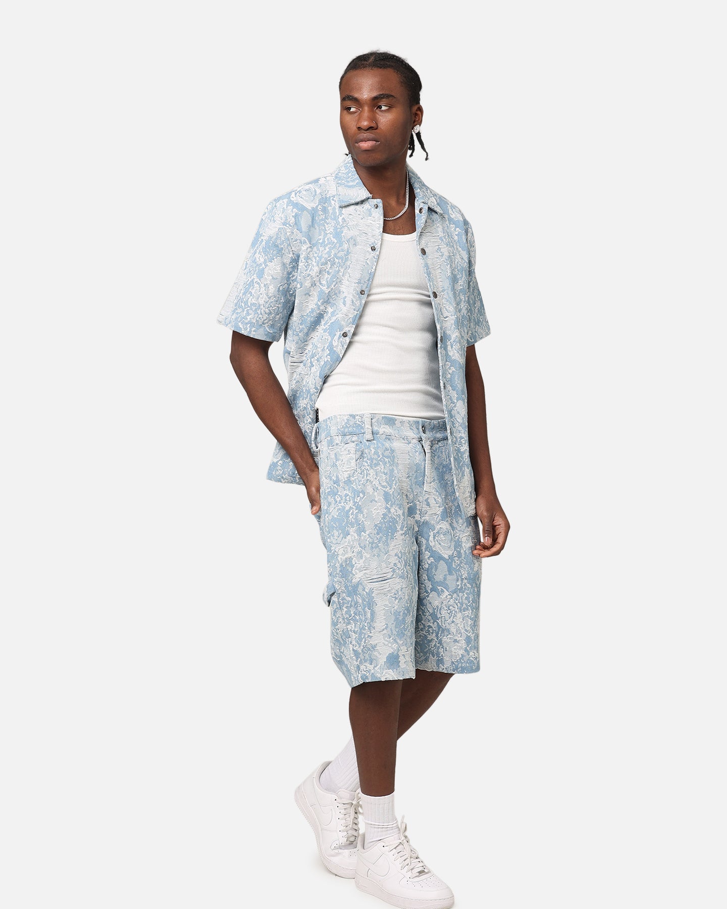 XXIII Denim Jacquard Shorts Pacific Blue