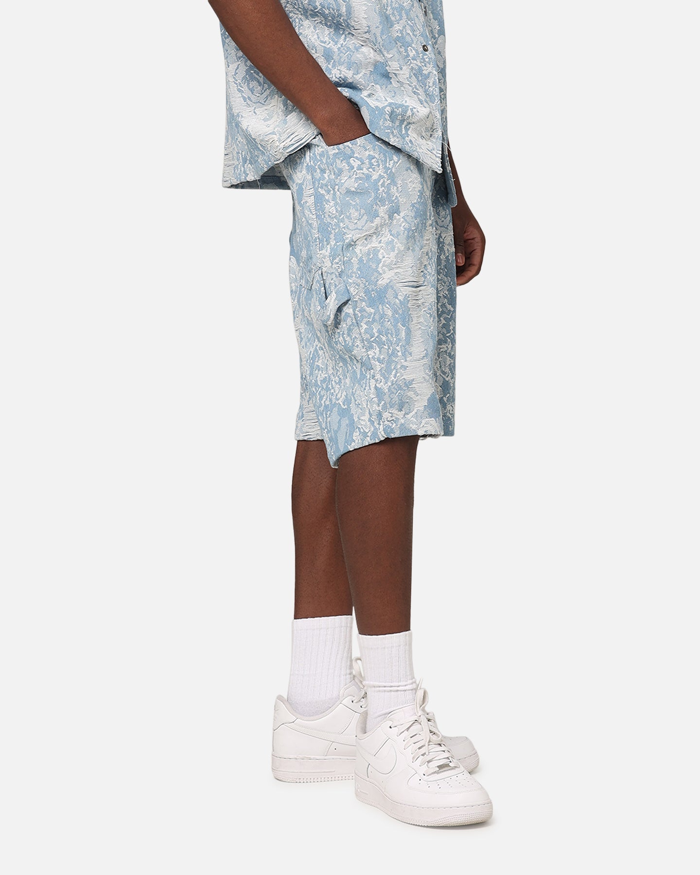 XXIII Denim Jacquard Shorts Pacific Blue