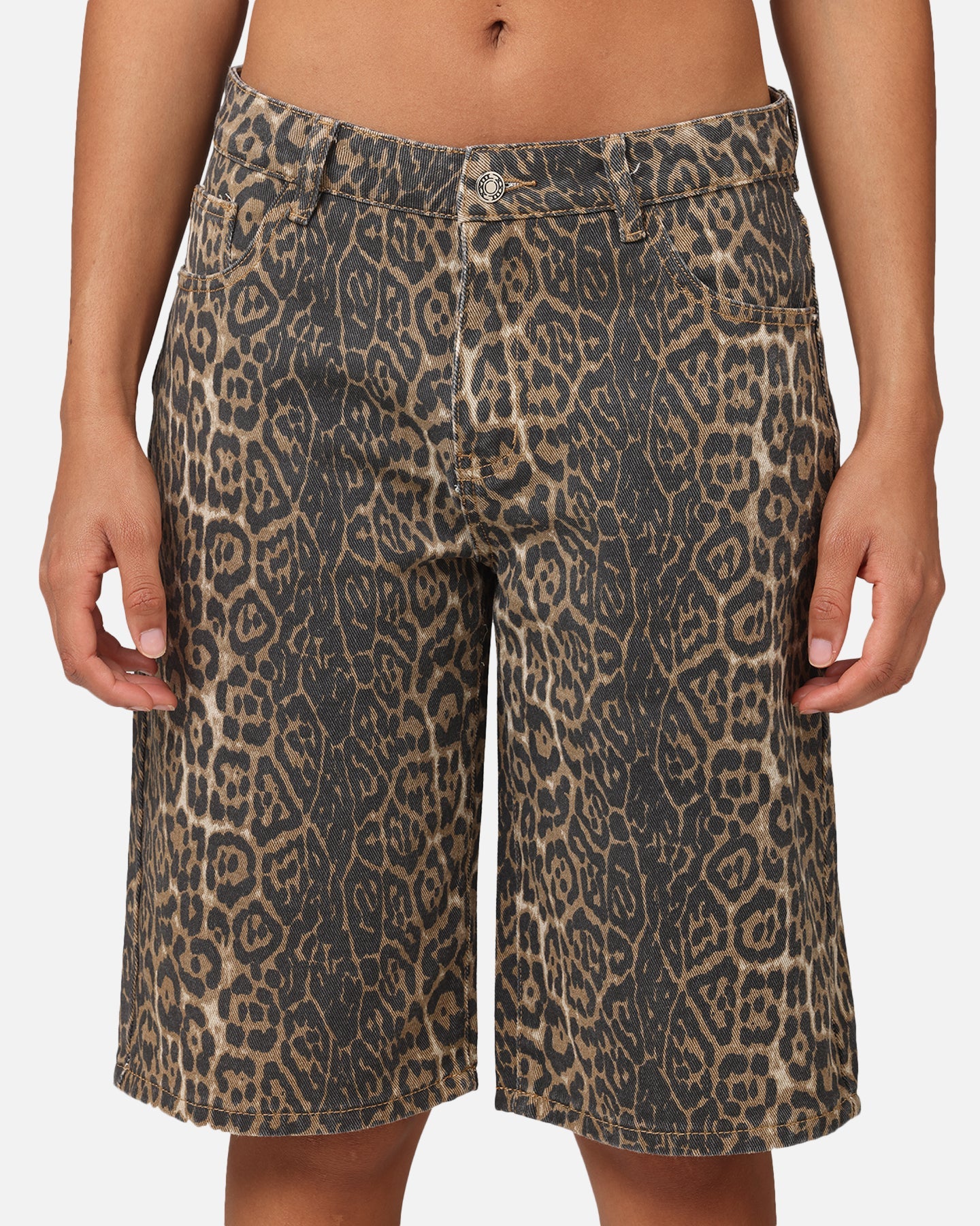XXIII Women's Leopard Wide Leg Jorts Leopard