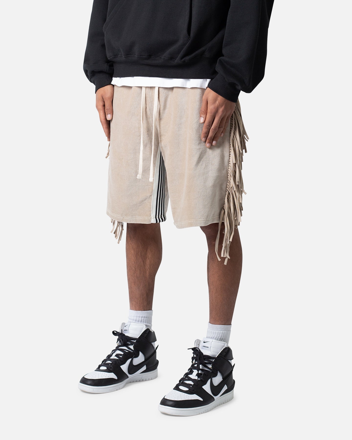 MNML Fringe Velour Sweat Shorts Dust