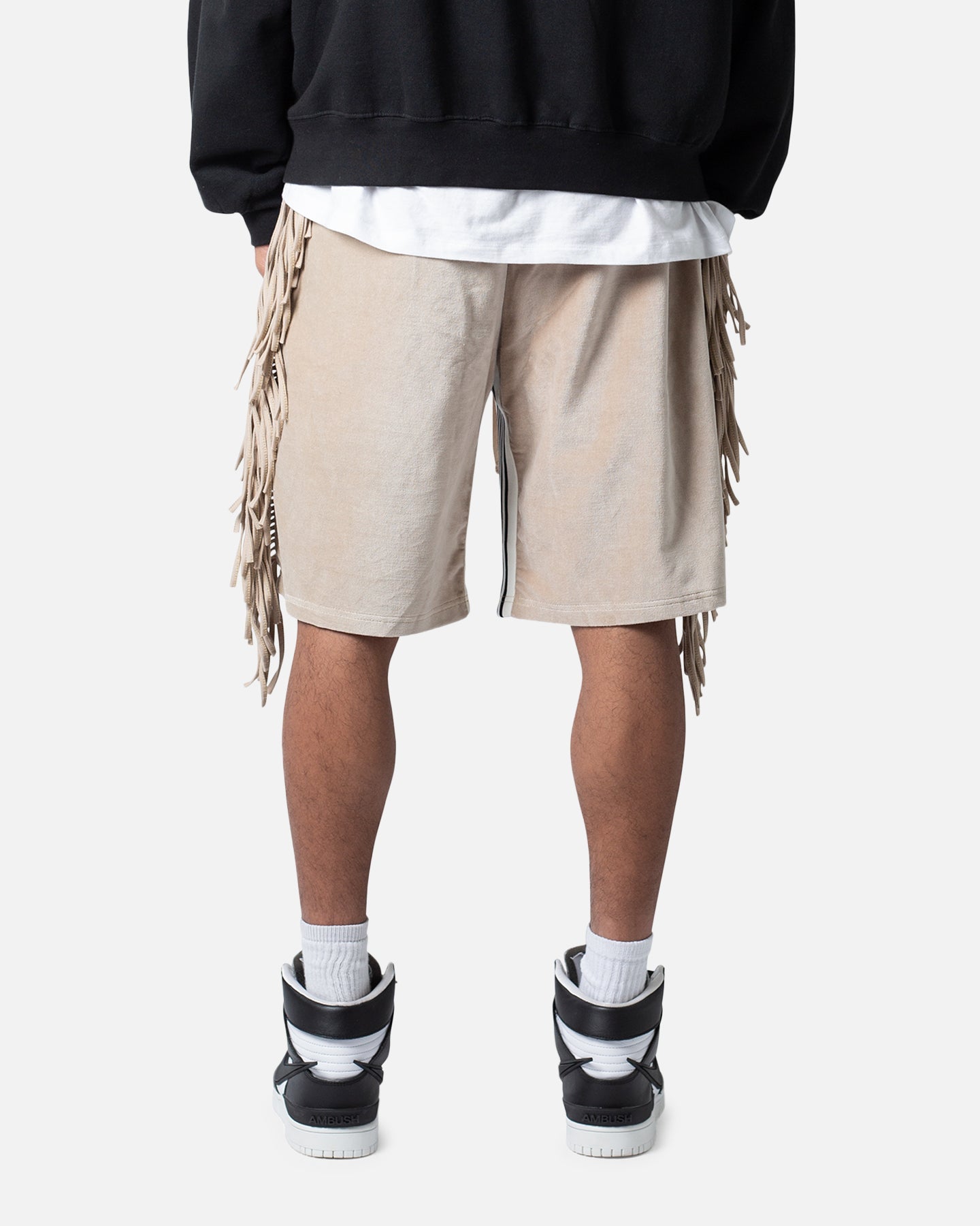 MNML Fringe Velour Sweat Shorts Dust