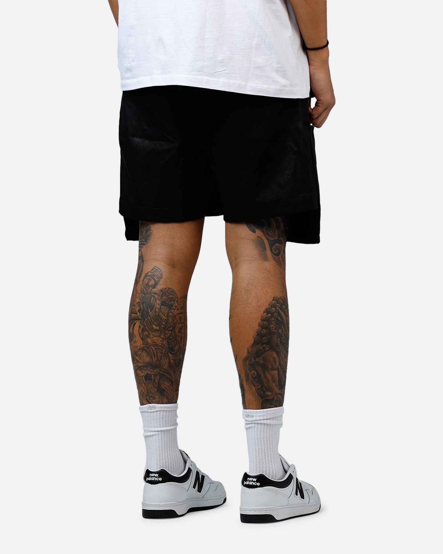 MNML Leather Pocket Geo Shorts Black