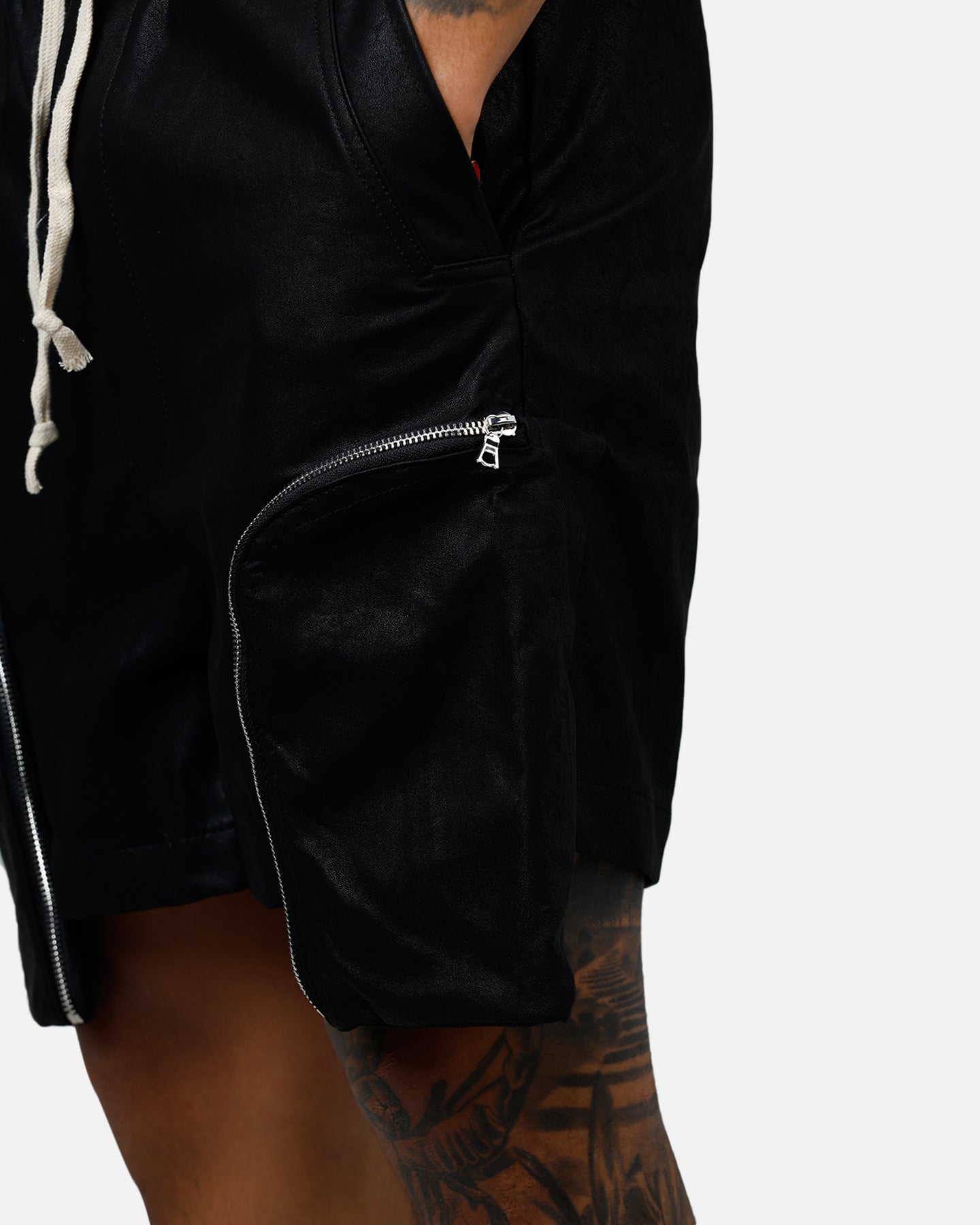 MNML Leather Pocket Geo Shorts Black